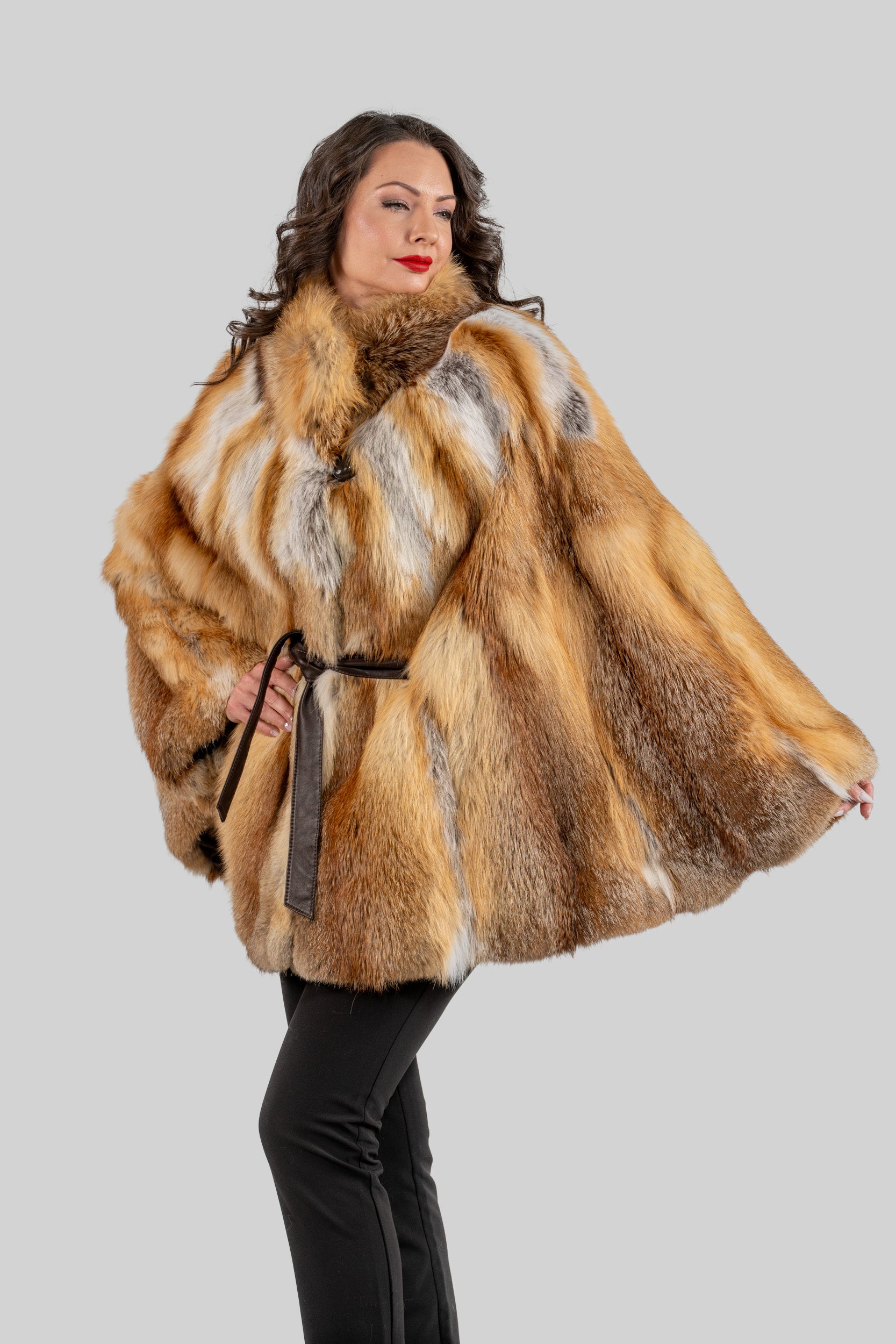 Natural Fox Half Coat with Stand Collar 13C719