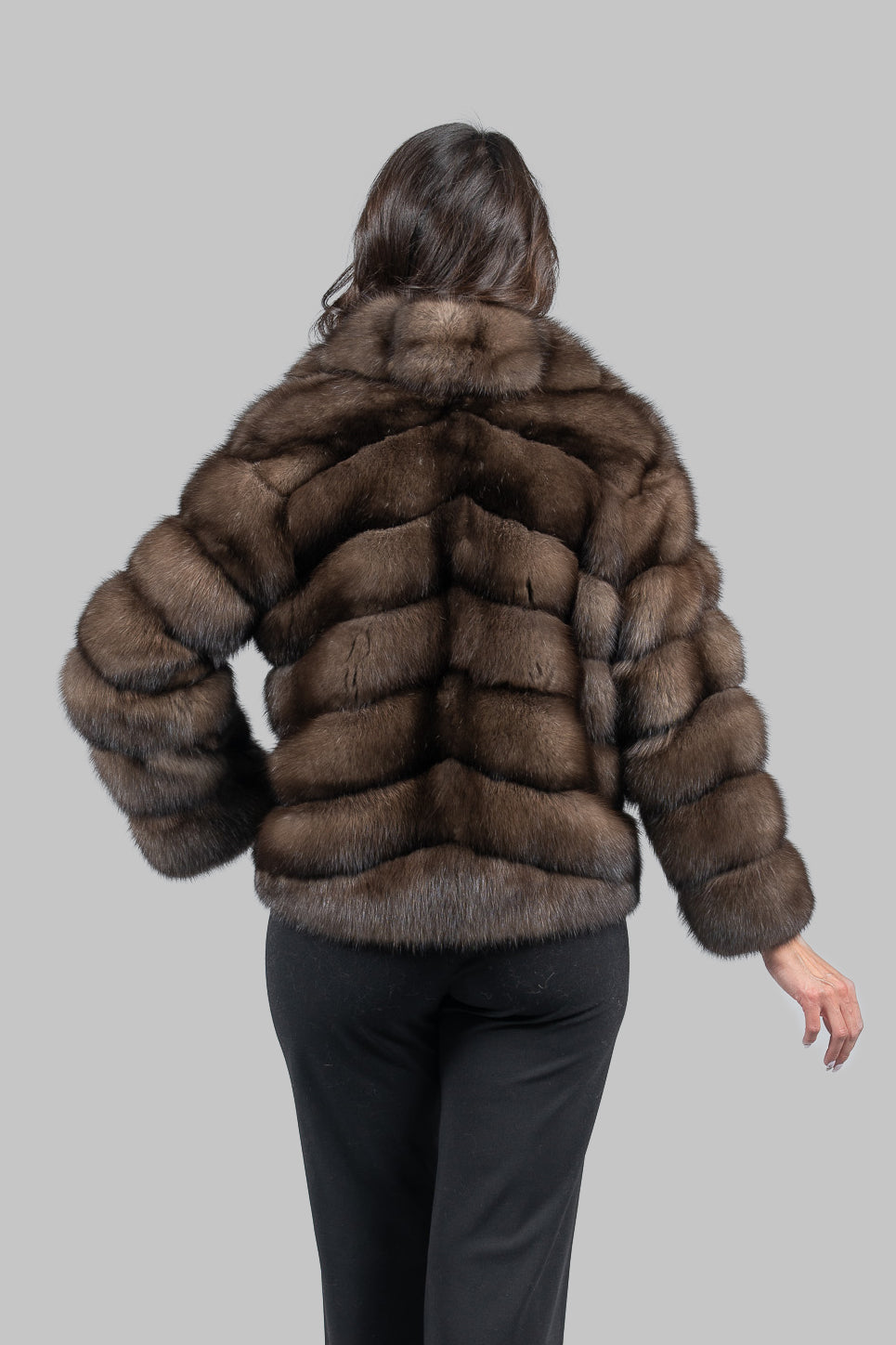 Graphite Russian Sable Jacket with Notch Collar A/K13C528s20