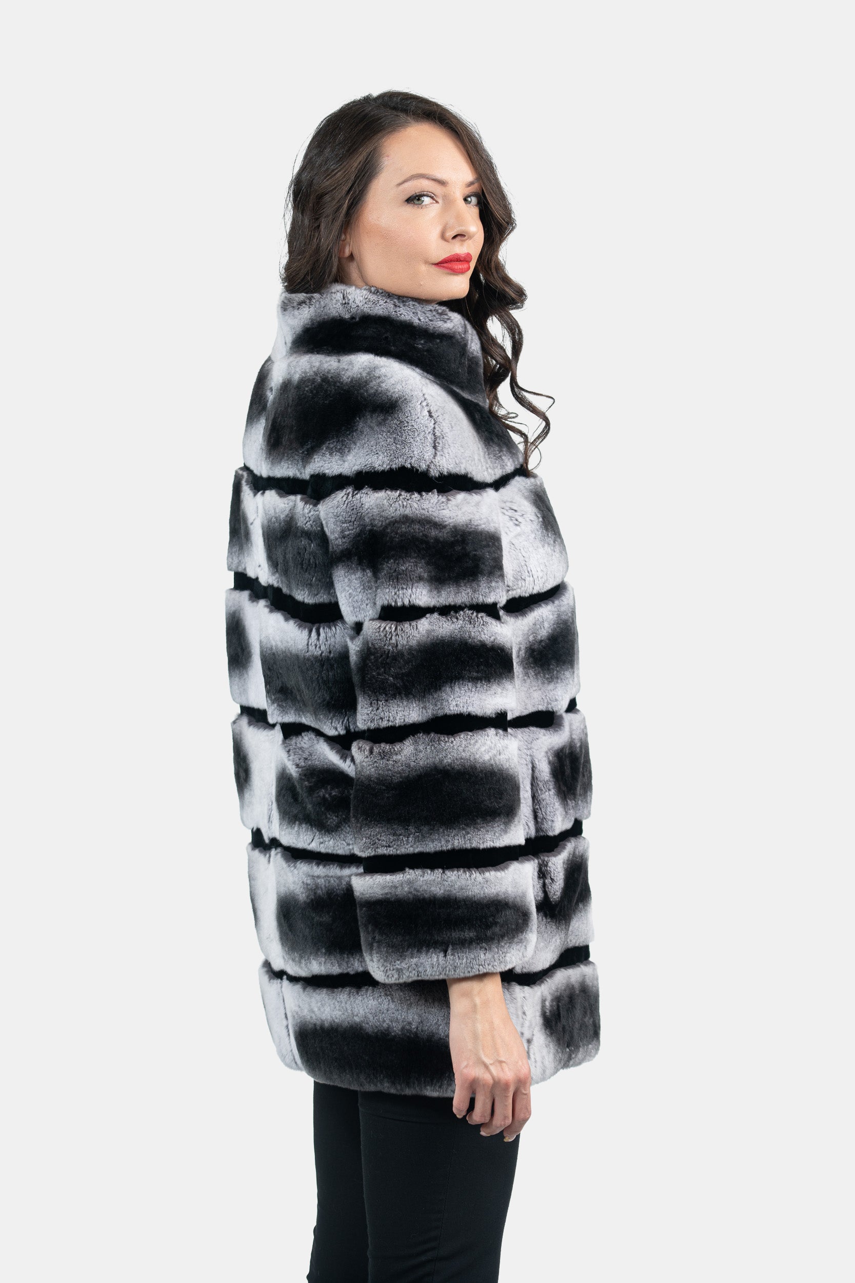 Rex Rabbit Half Coat with Stand Collar 13C530