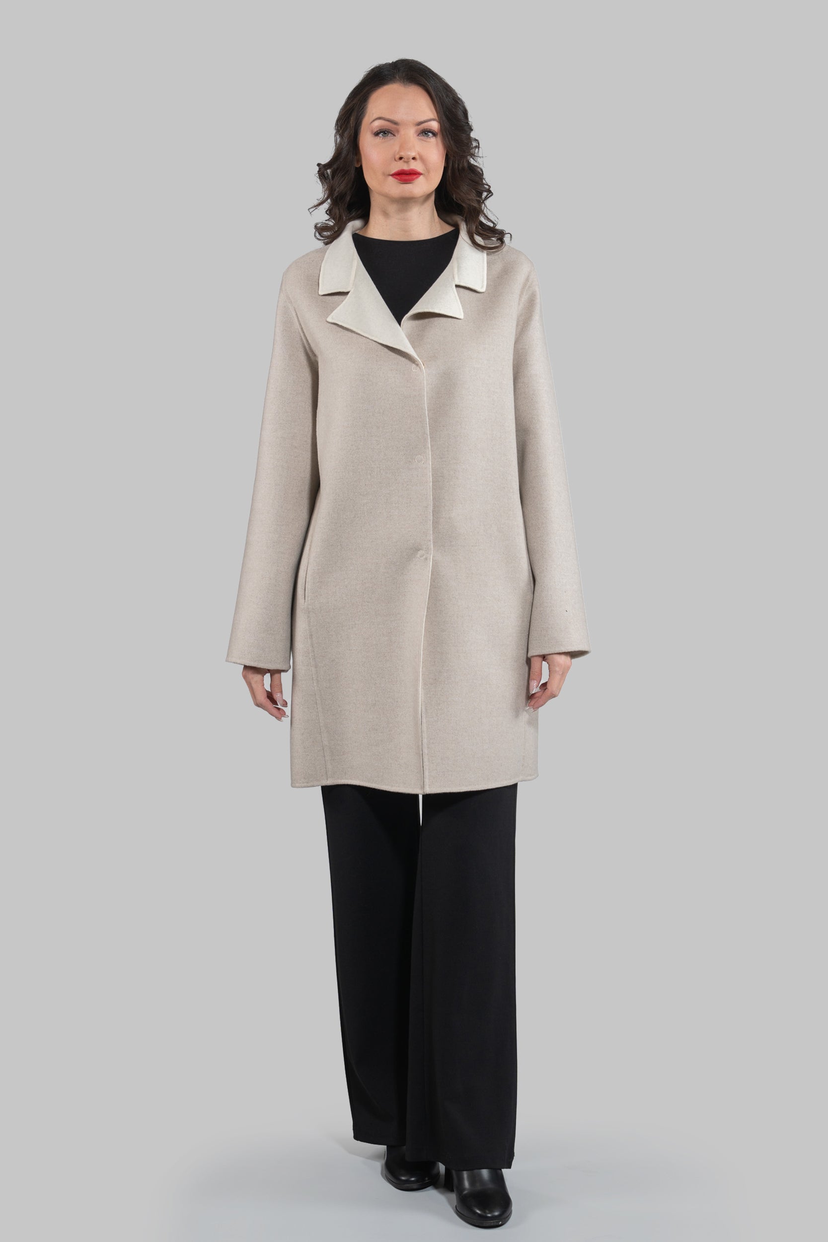 White Ecru Cashmere Half Coat