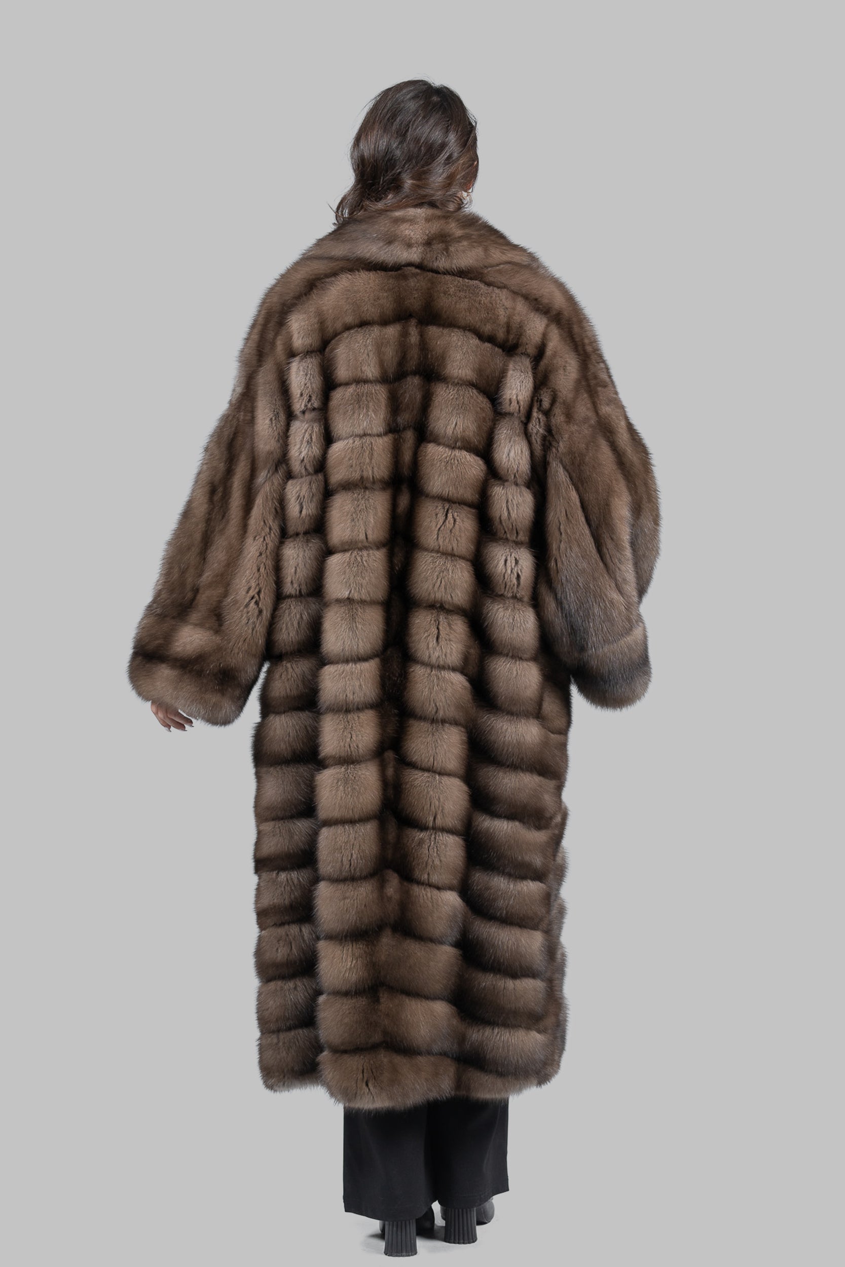 Graphite Sable Long Coat with Shawl Collar A/KI1793