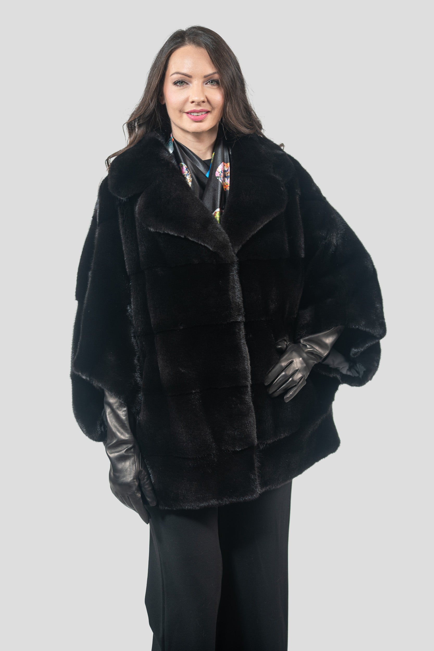 Blackglama Mink Cape with Notch Collar P/K13C929