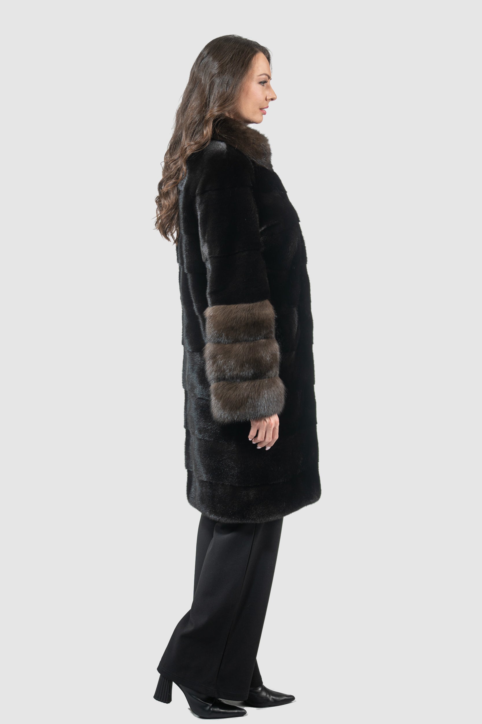 Blackglama Mink Half Coat with Russian Sable Stand Collar  P/K16c510