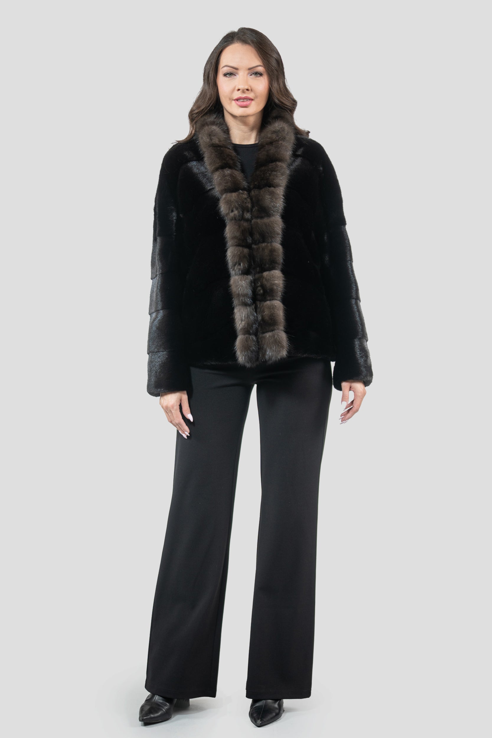 Blackglama Mink Jacket with Russian Sable Trim A/K22C15
