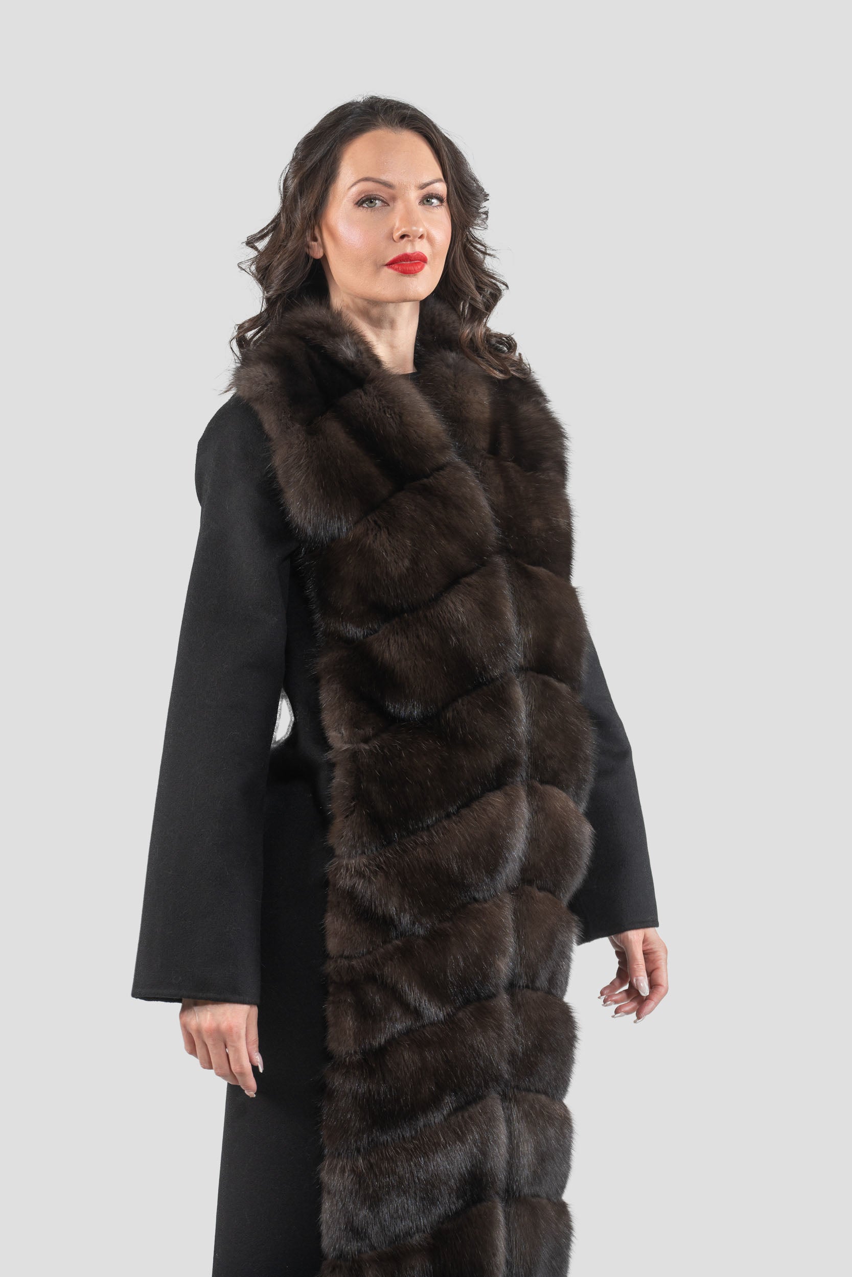 Cashmere Coat with Russian Sable Trim 17C8003G530