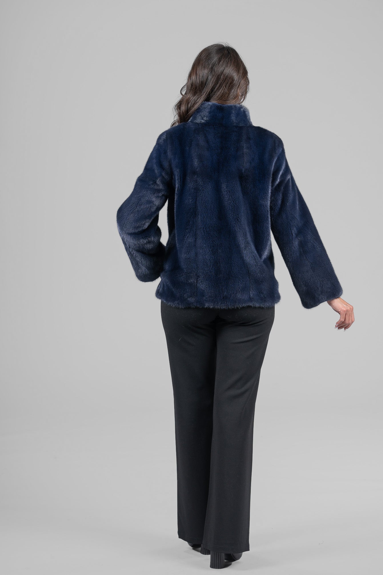 Purple Mink Fur Jacket with Stand Collar L/O13C528