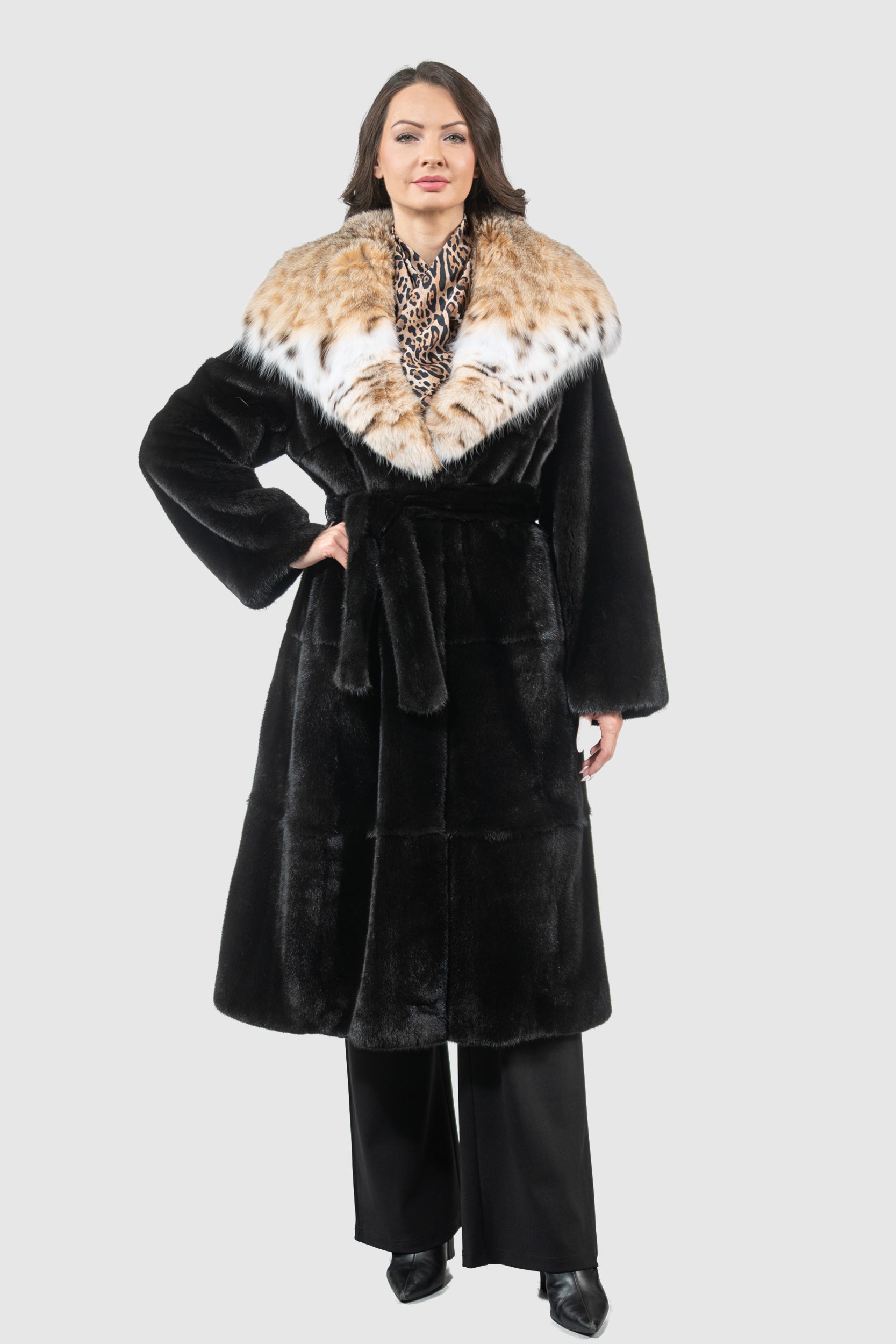 Blackglama Mink Coat with Bobcat Hood S/S13C978