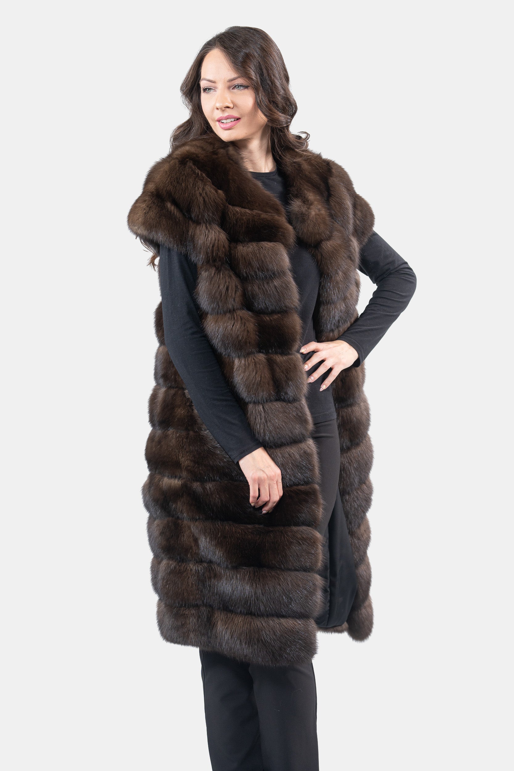 Collarless Dark Russian Sable Vest P/K13C525