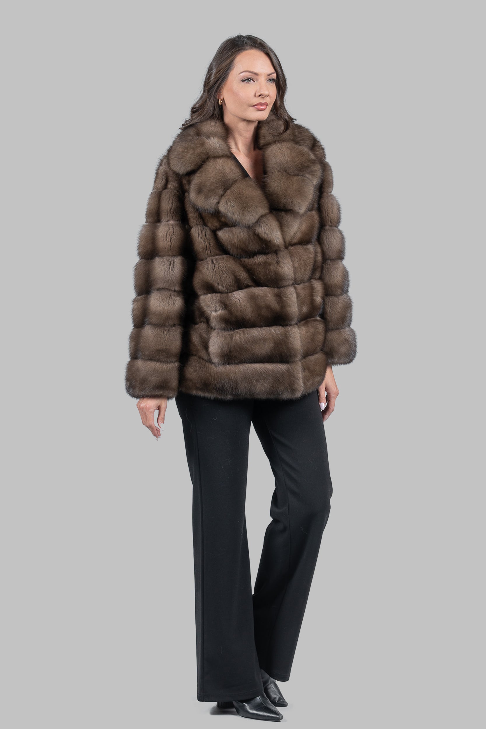 Sable Fur Jacket with Notch Collar P/K13c530s20