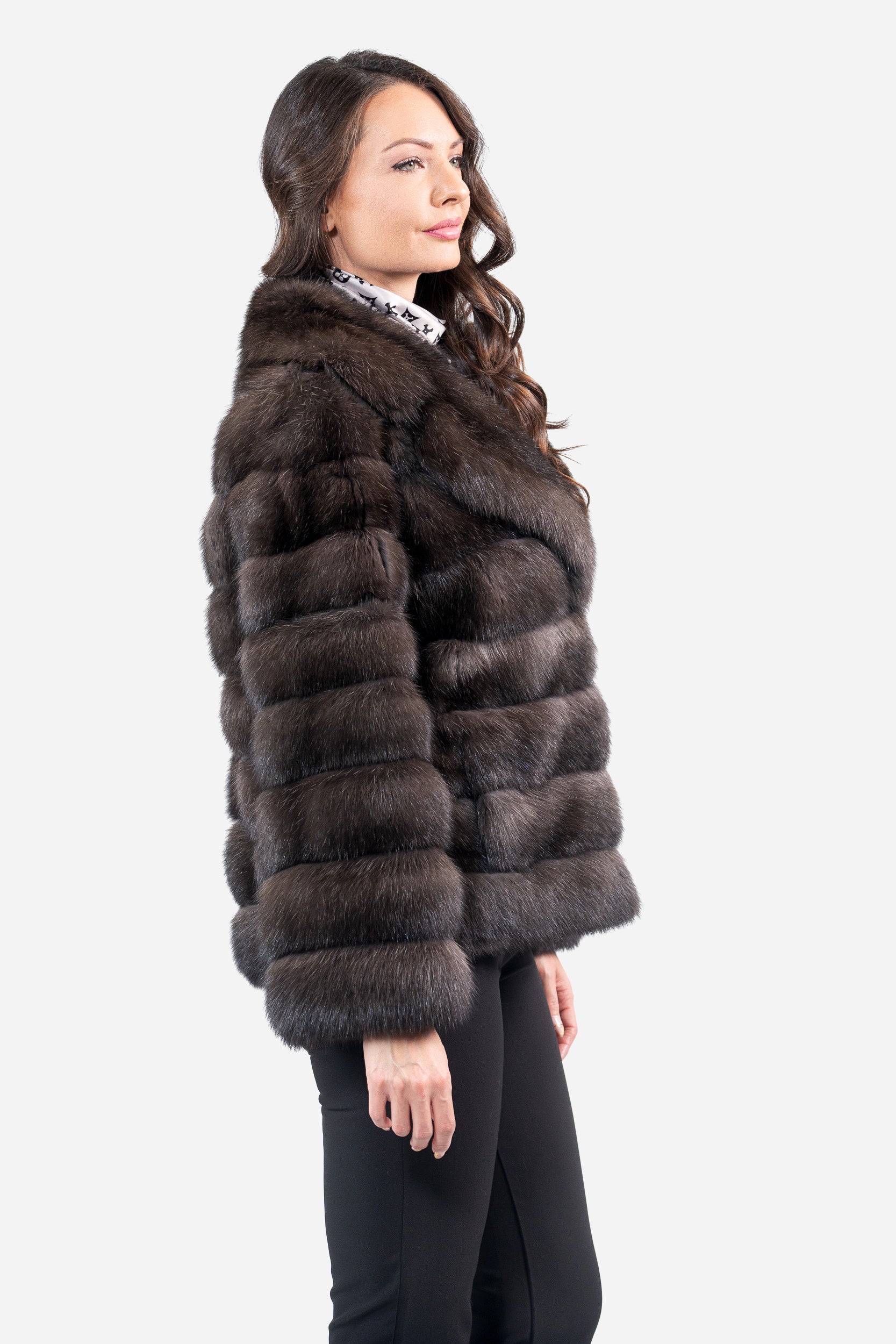 Dark Russian Sable Jacket with Notch Collar P/K13C528s20