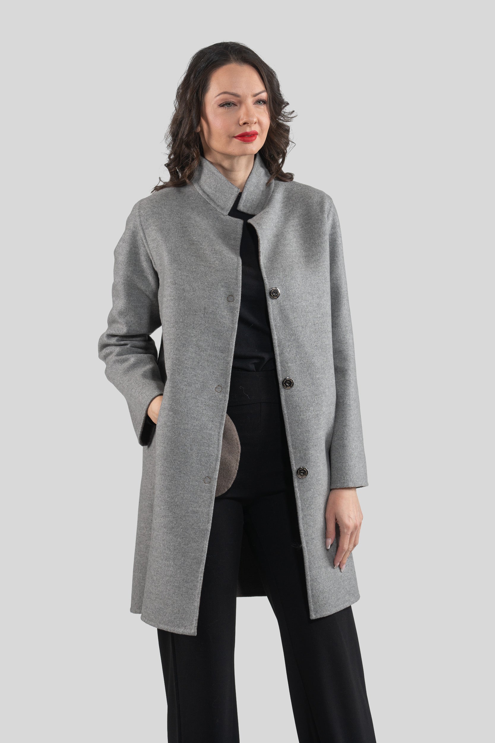 Grey Cashmere Half Coat 17C8003
