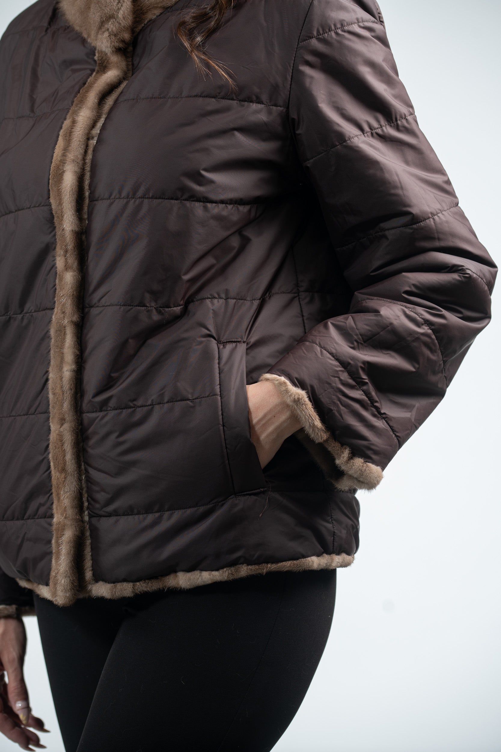 Reversible Pastel Mink Pieced Jacket 13C528