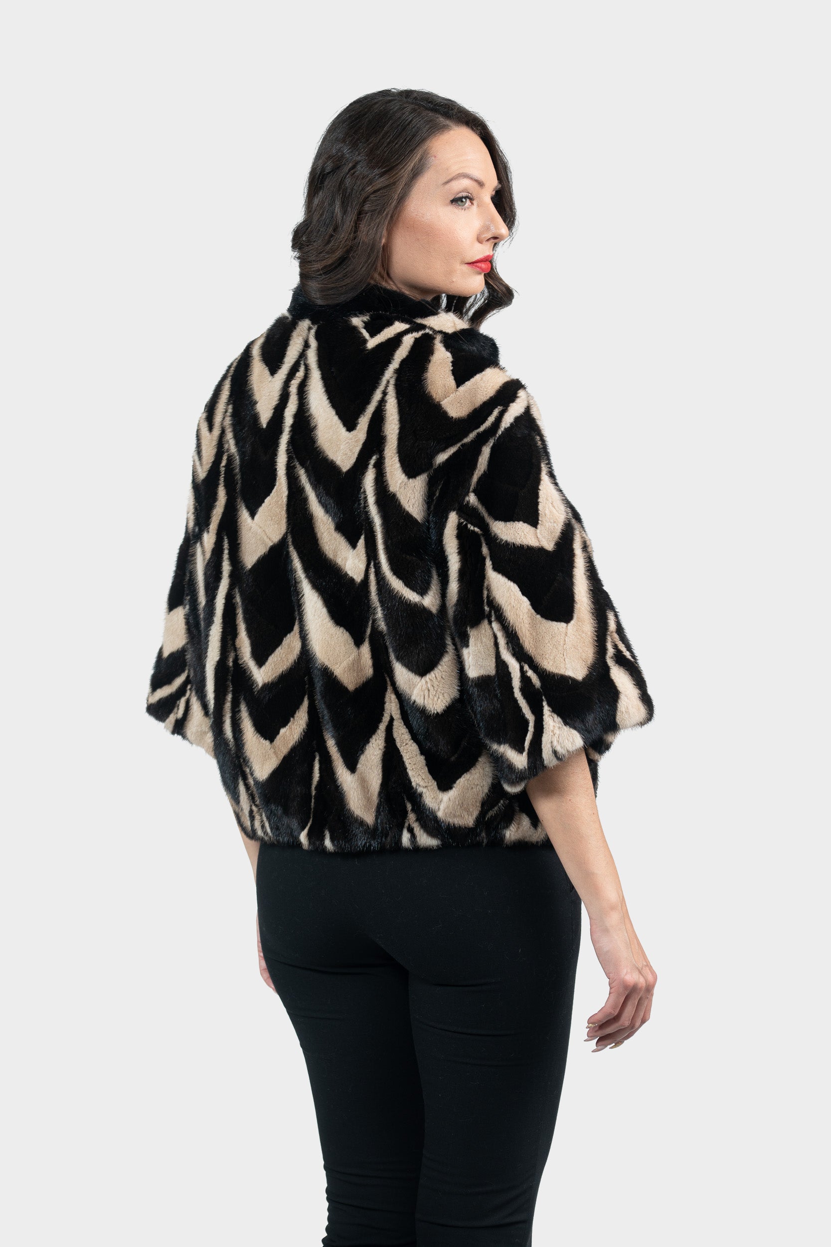 Multicolor Mink Pieced Jacket Color 13C139