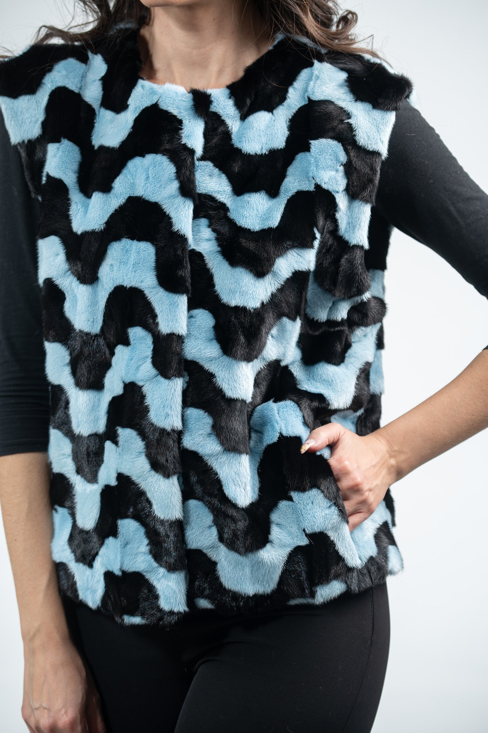 Blue Mink Pieced Vest 13C519