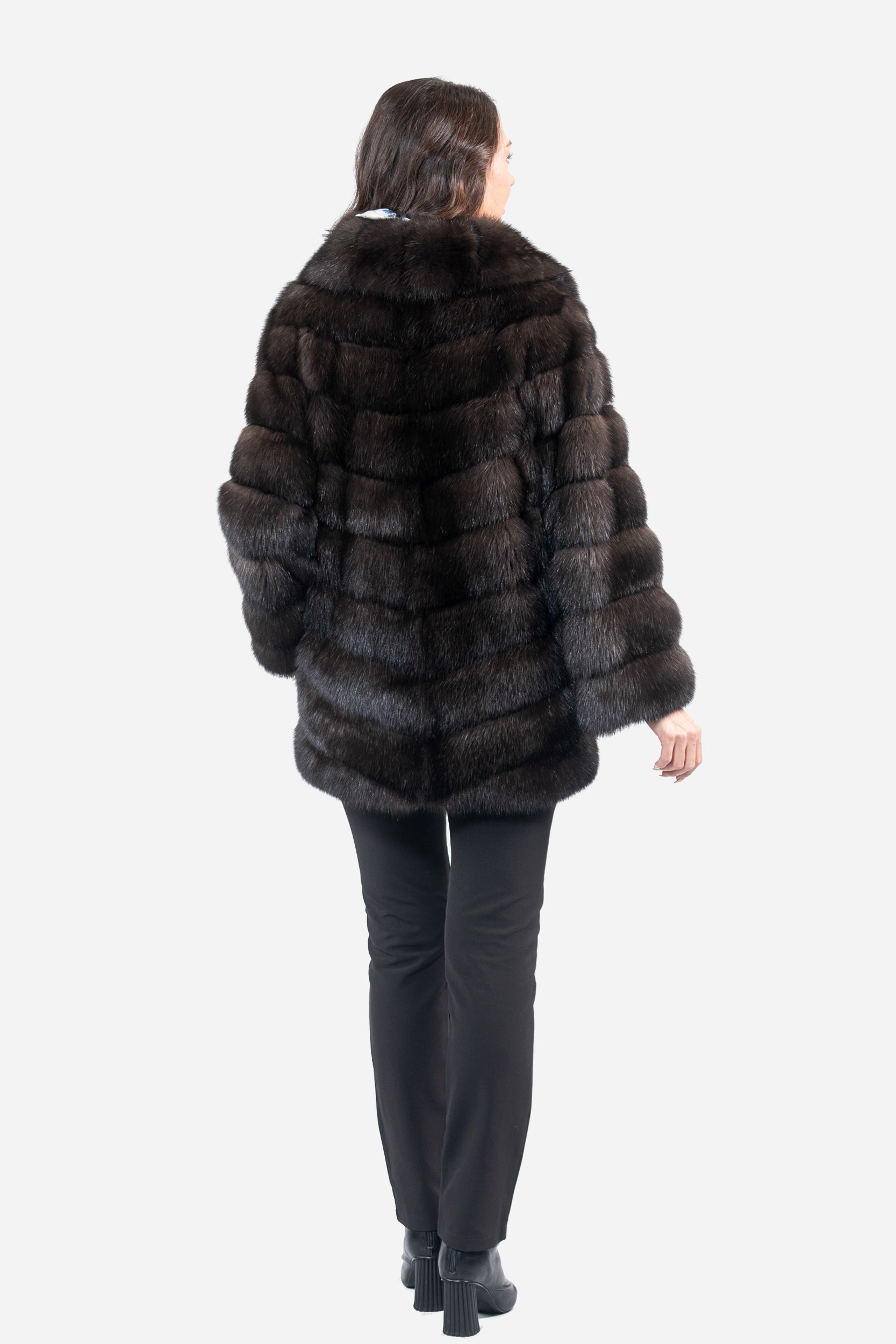 Dark Russian Sable Half Coat With Shawl Collar V/K13C530gC17