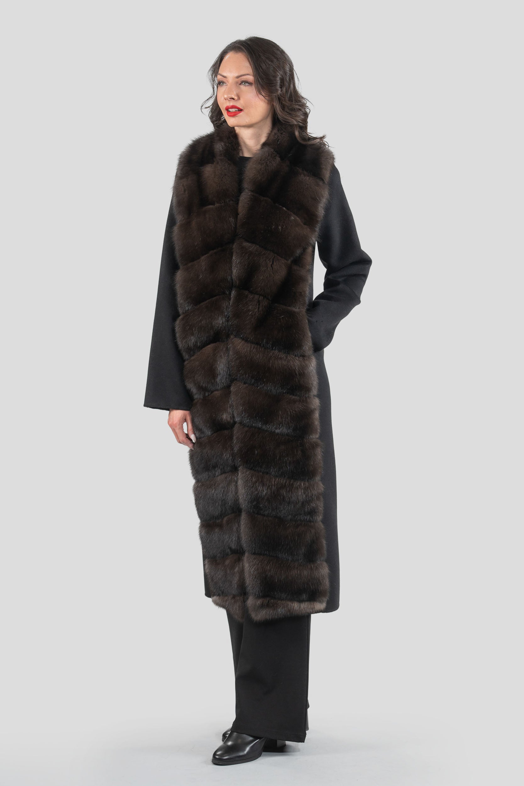 Cashmere Coat with Russian Sable Trim 17C8003G530