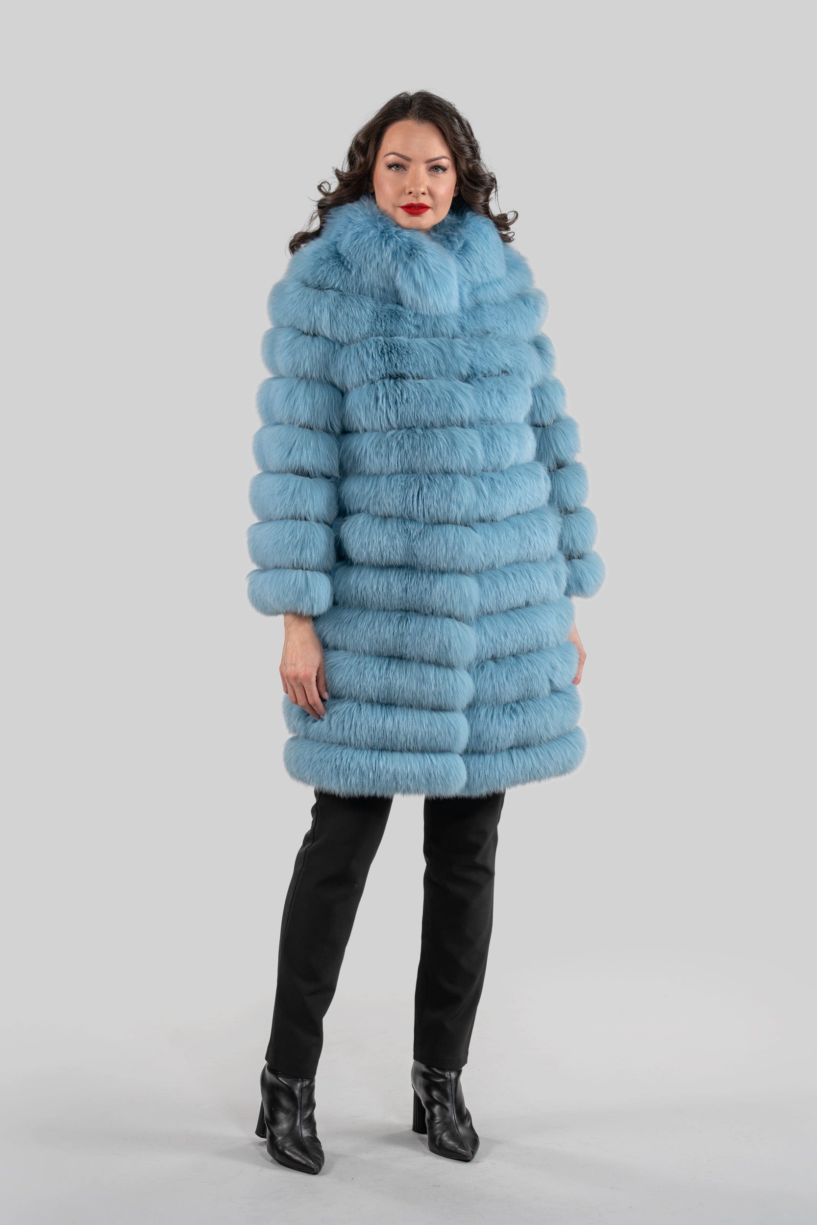 Blue Sky Full-Length Fox Fur Coat P/K13C530
