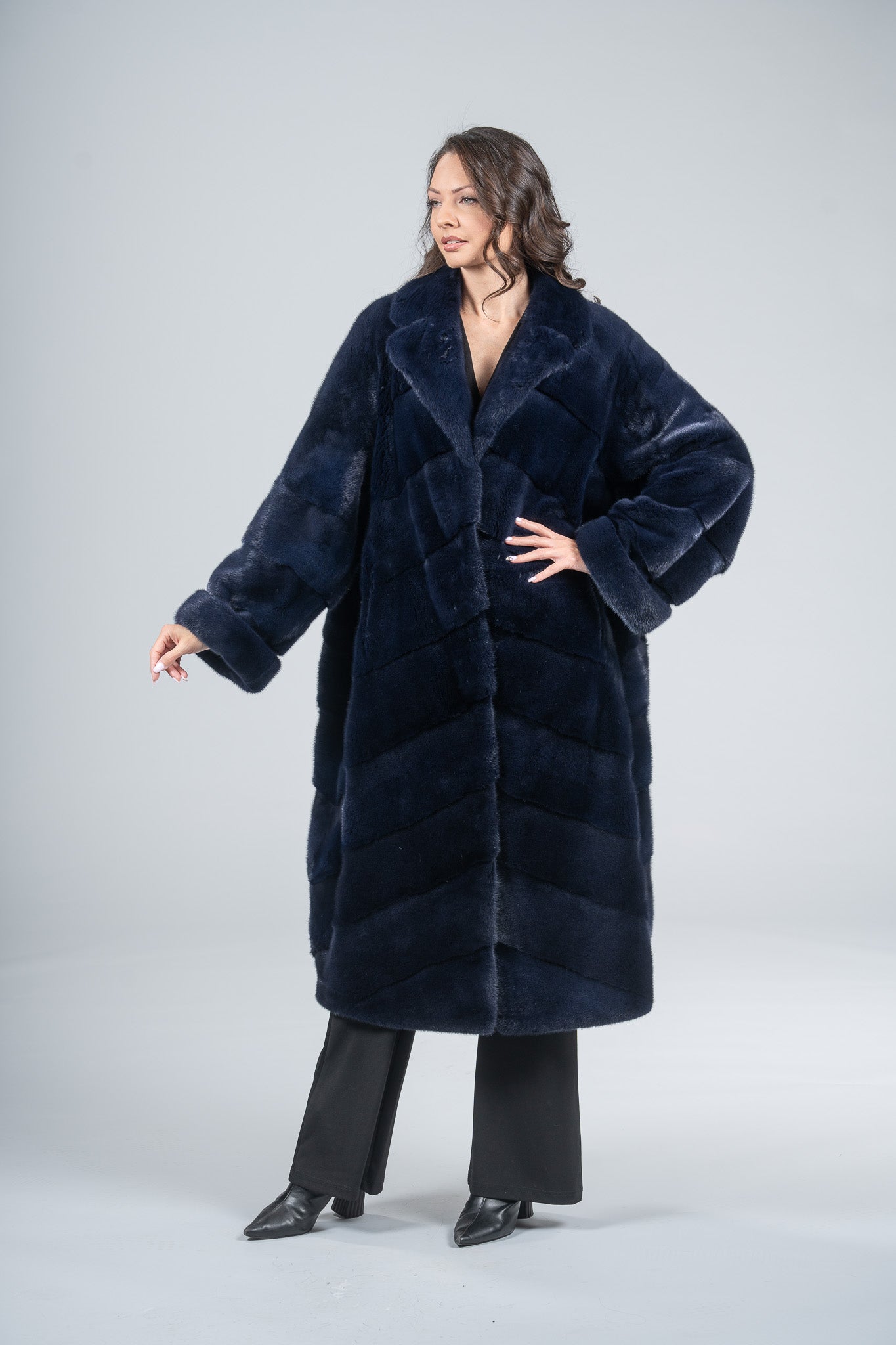 Purple Mink Coat with Notch Collar A/K13C848G034