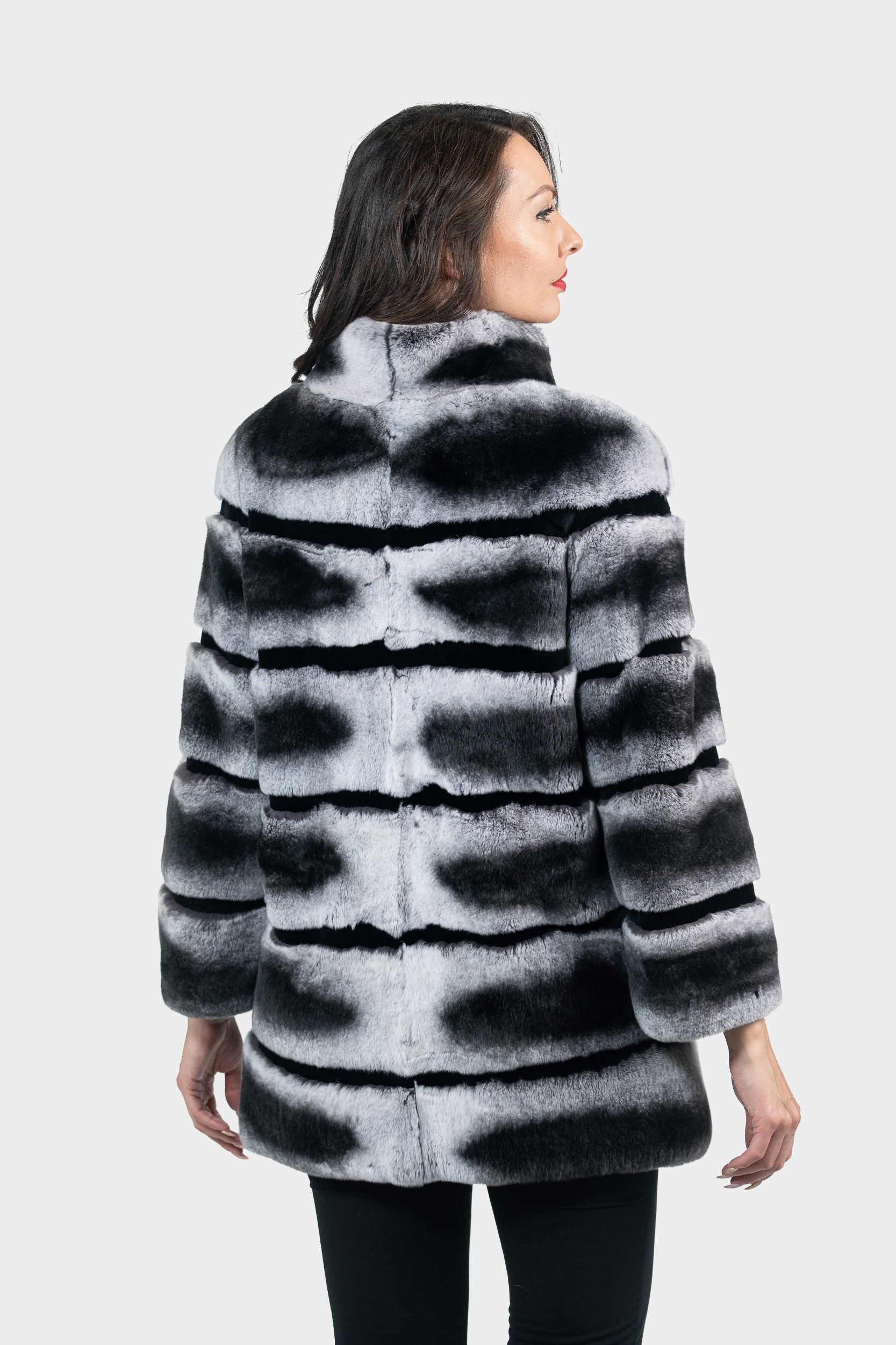 Rex Rabbit Half Coat with Stand Collar 13C530