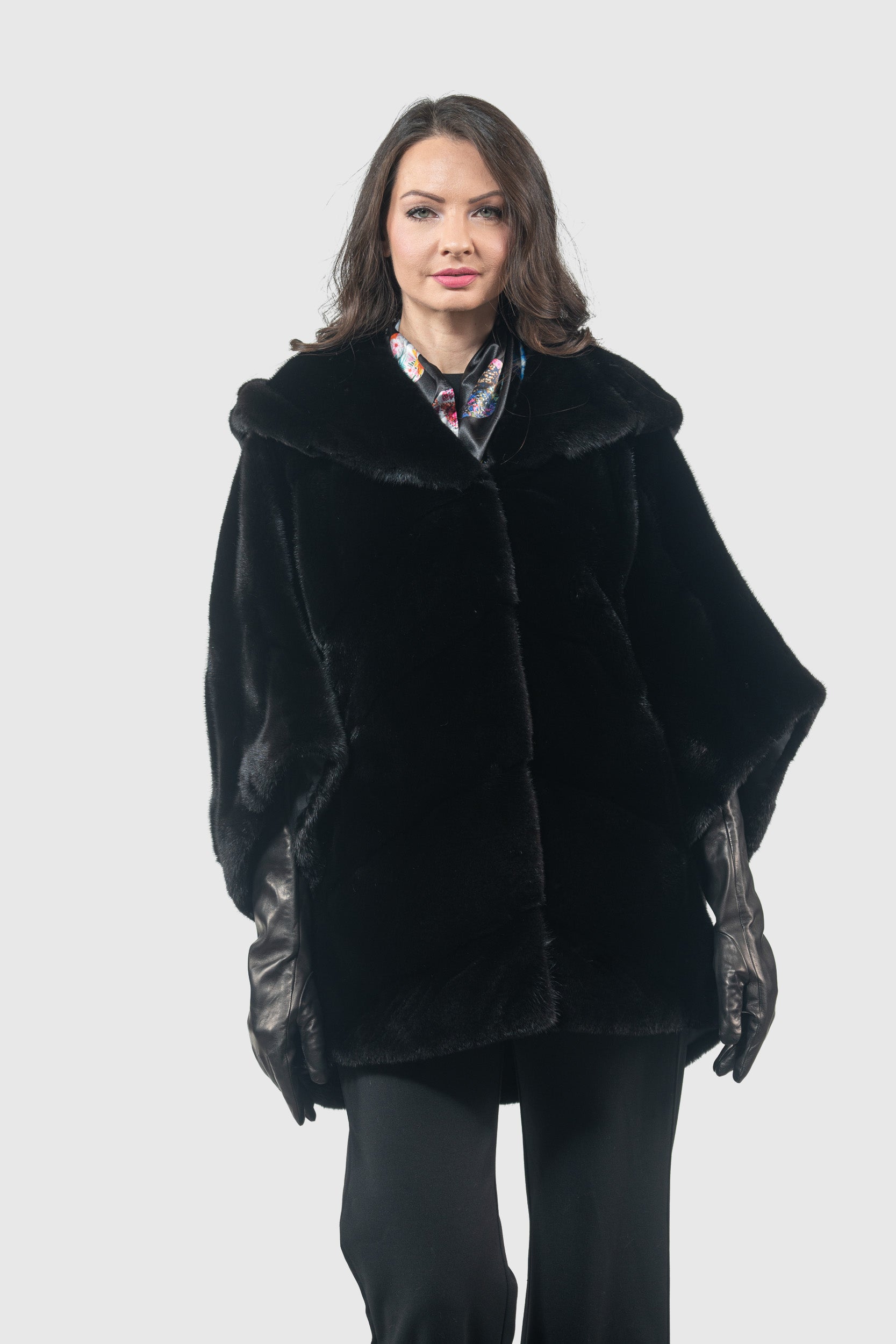 Blackglama Mink Hooded Cape Ρ/Κ13C949H