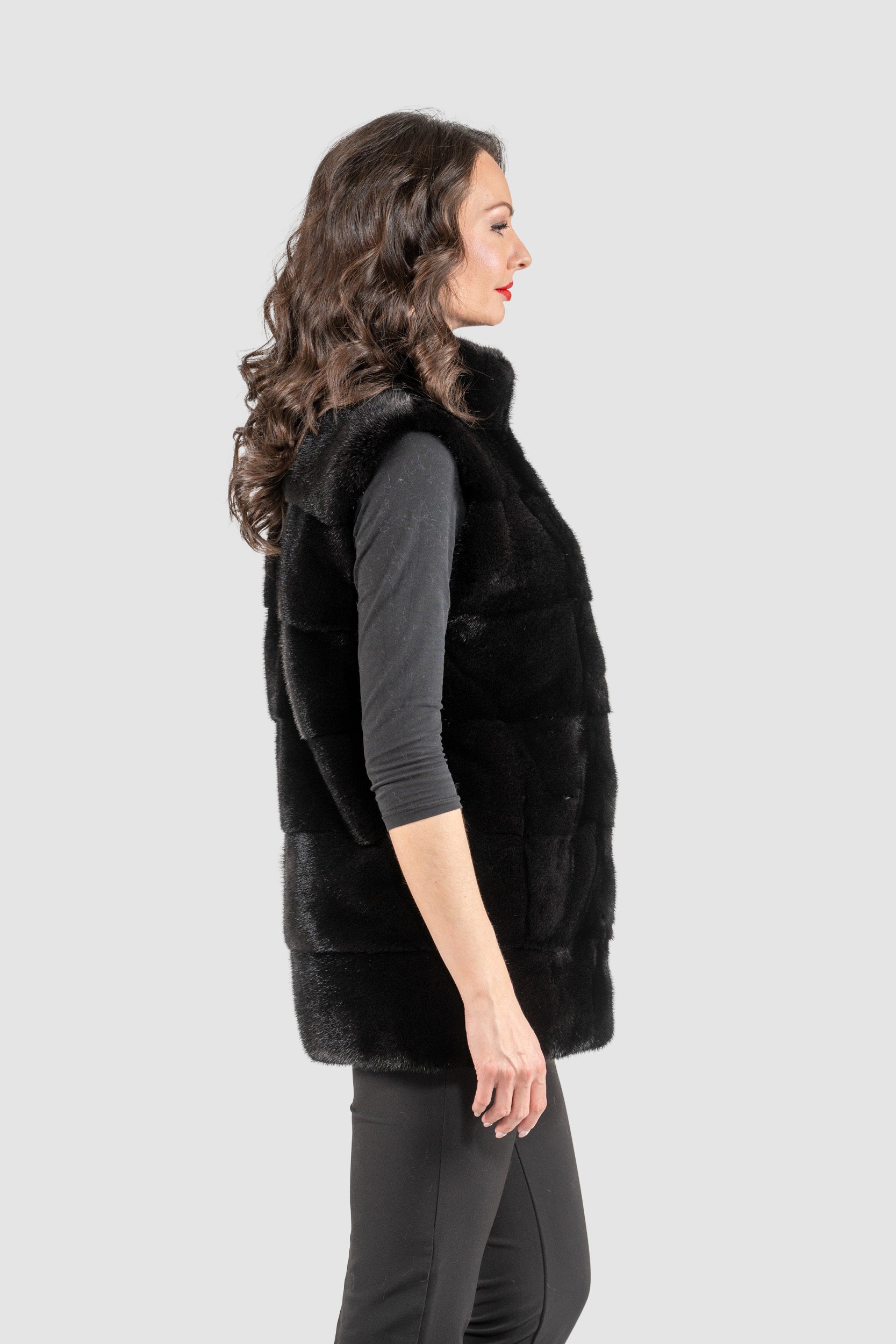 Blackglama Mink Vest with Stand Collar P/K13c519g530