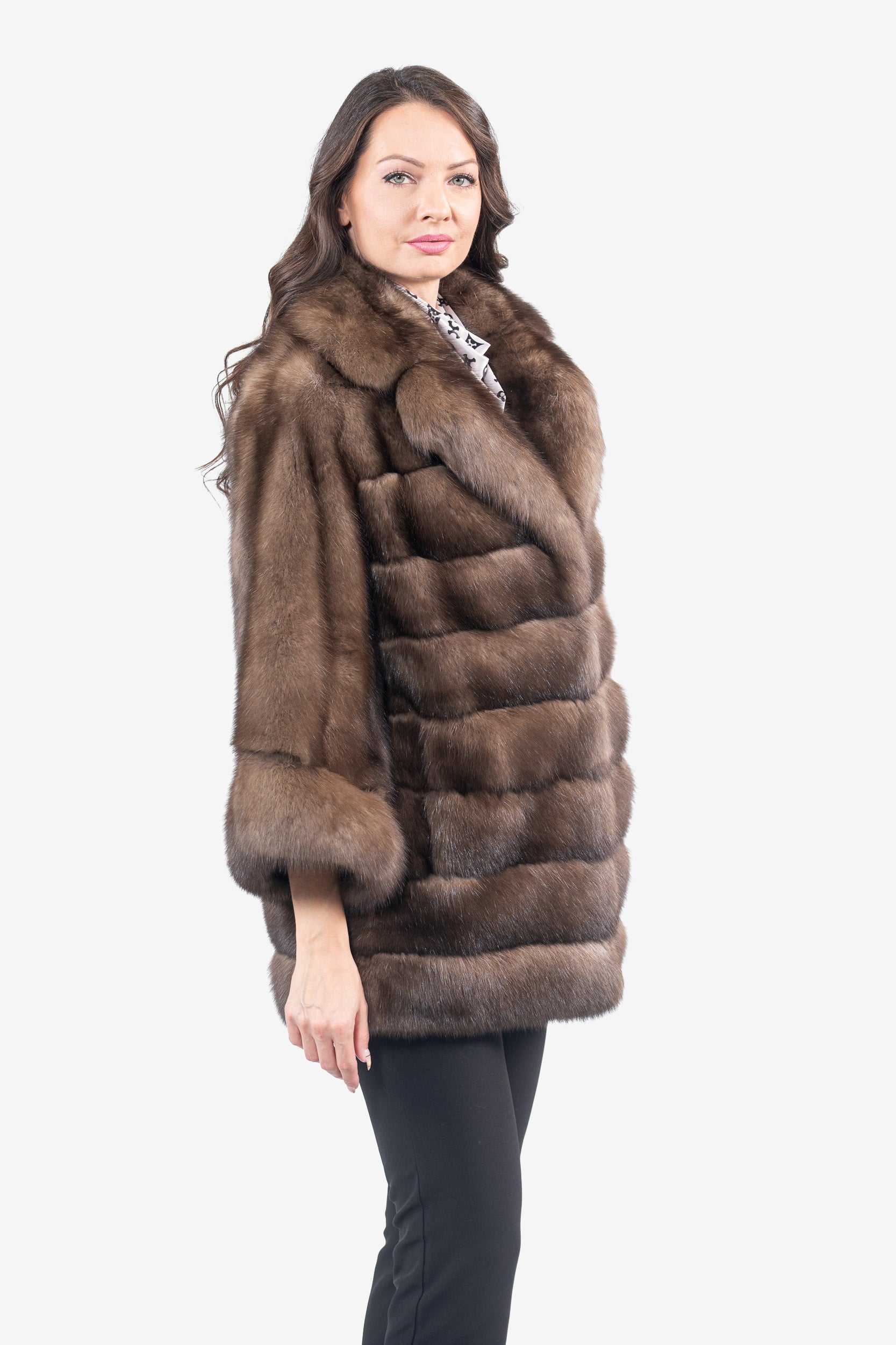 Platino Russian Sable Half Coat with Notch Color and Let Out Sleeves P/K13c530s20V30