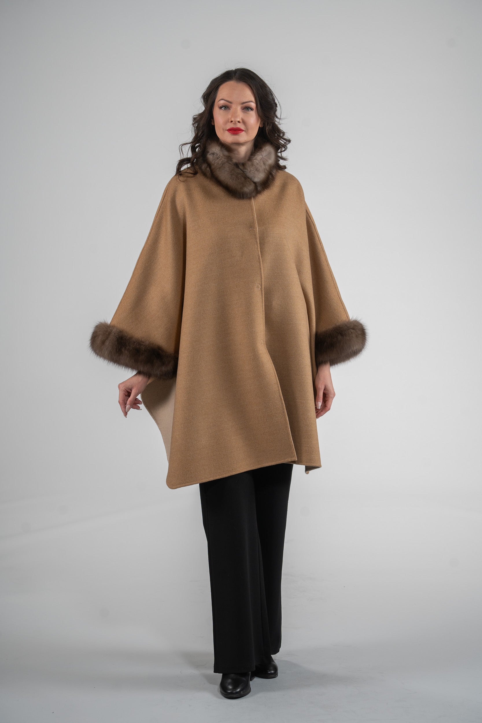 Beige Cashmere Cape with Russian Sable Trim 2005