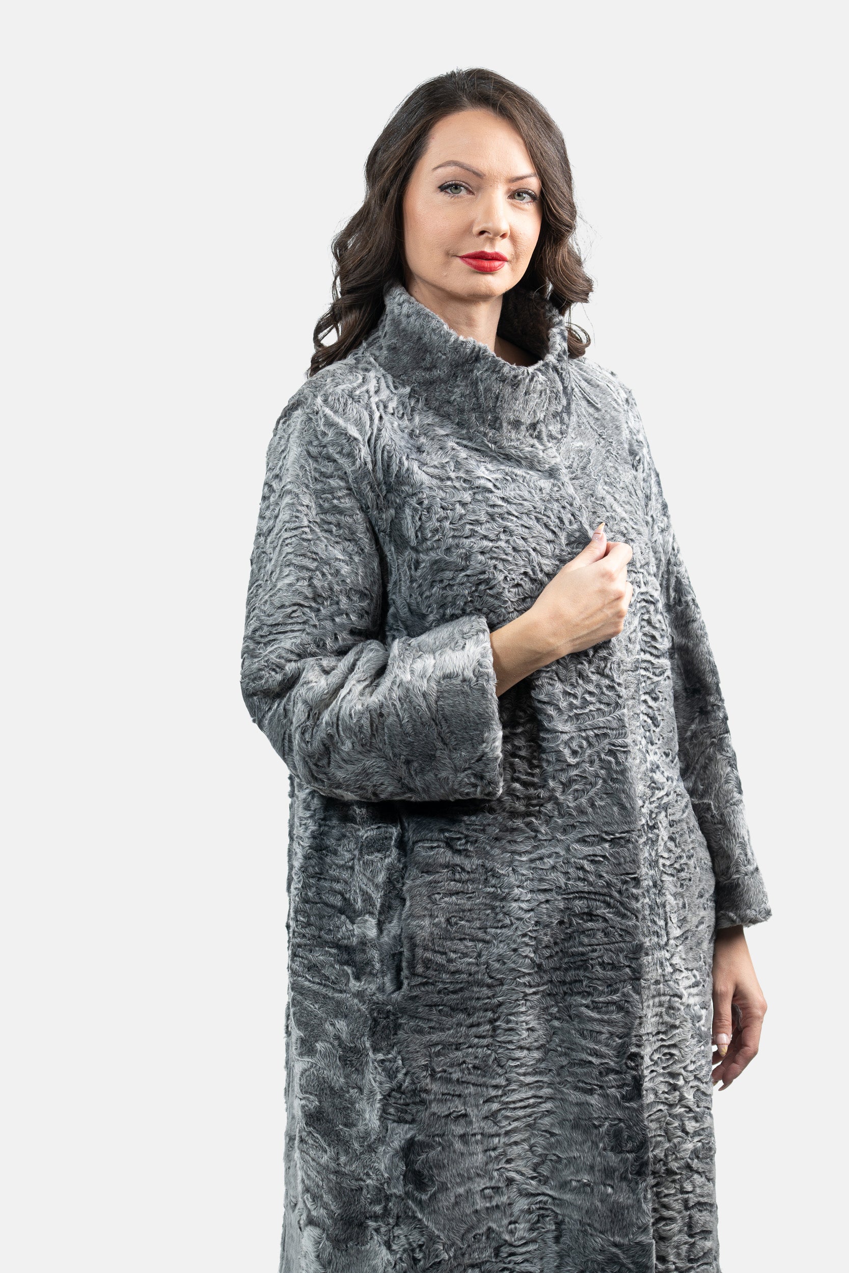 Grey Swakara Half Coat S/S13C530