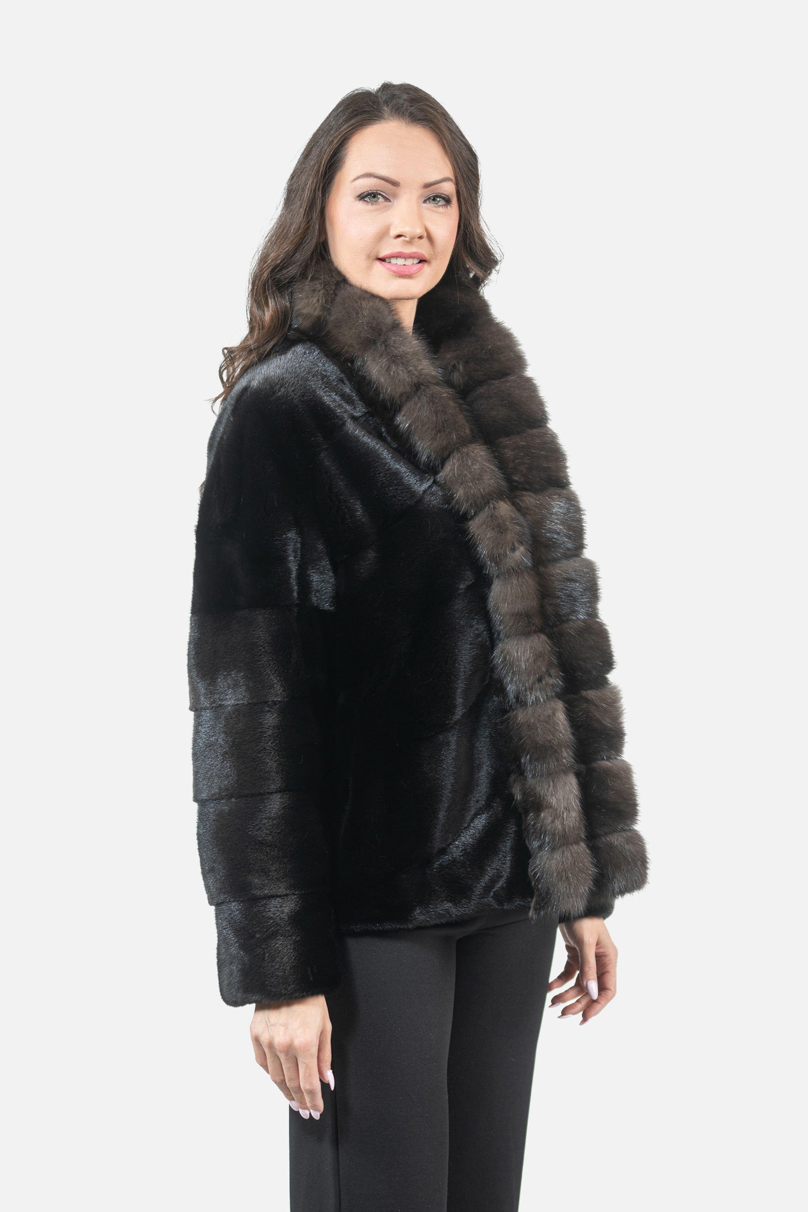Blackglama Mink Jacket with Russian Sable Trim A/K22C15