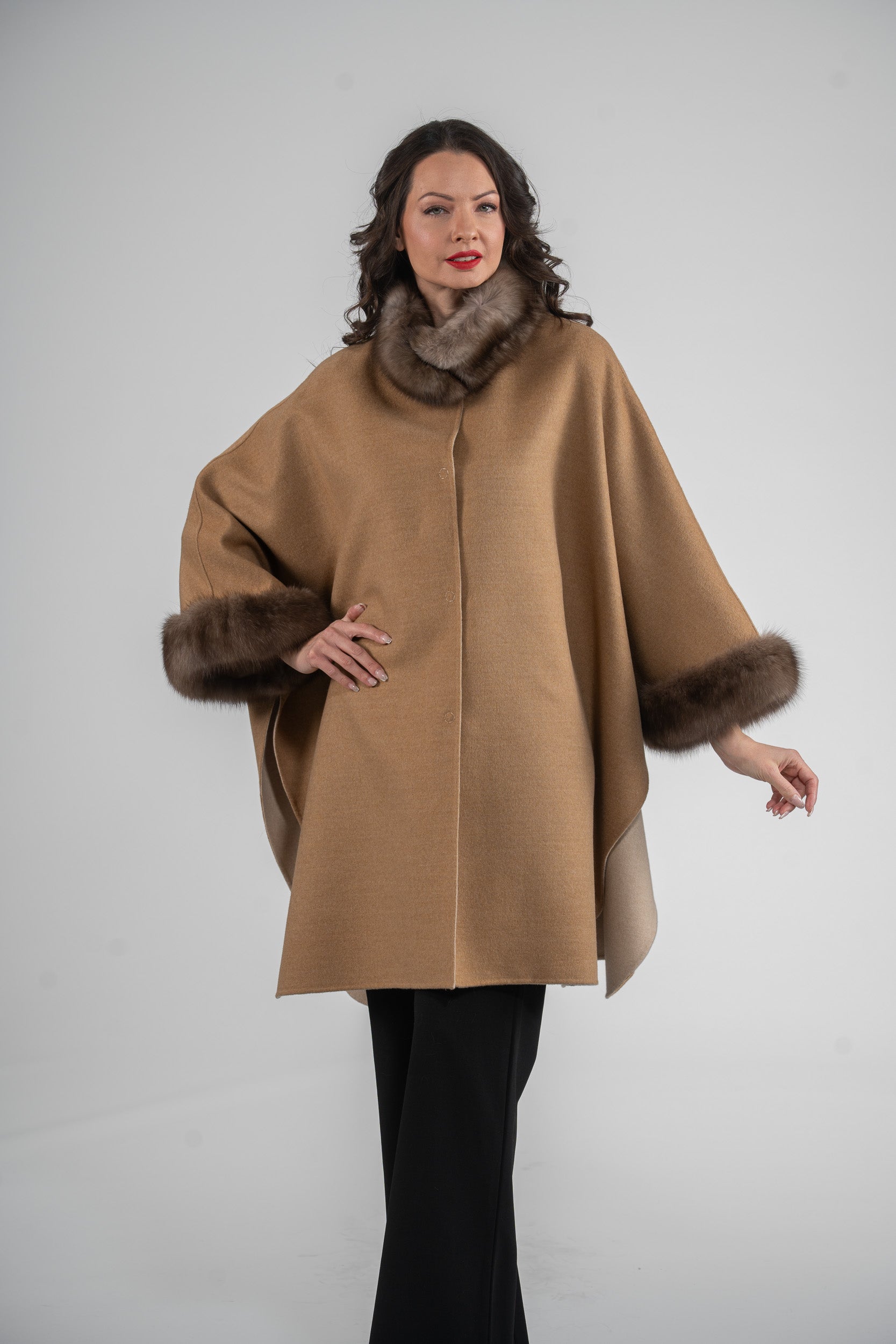 Beige Cashmere Cape with Russian Sable Trim 2005