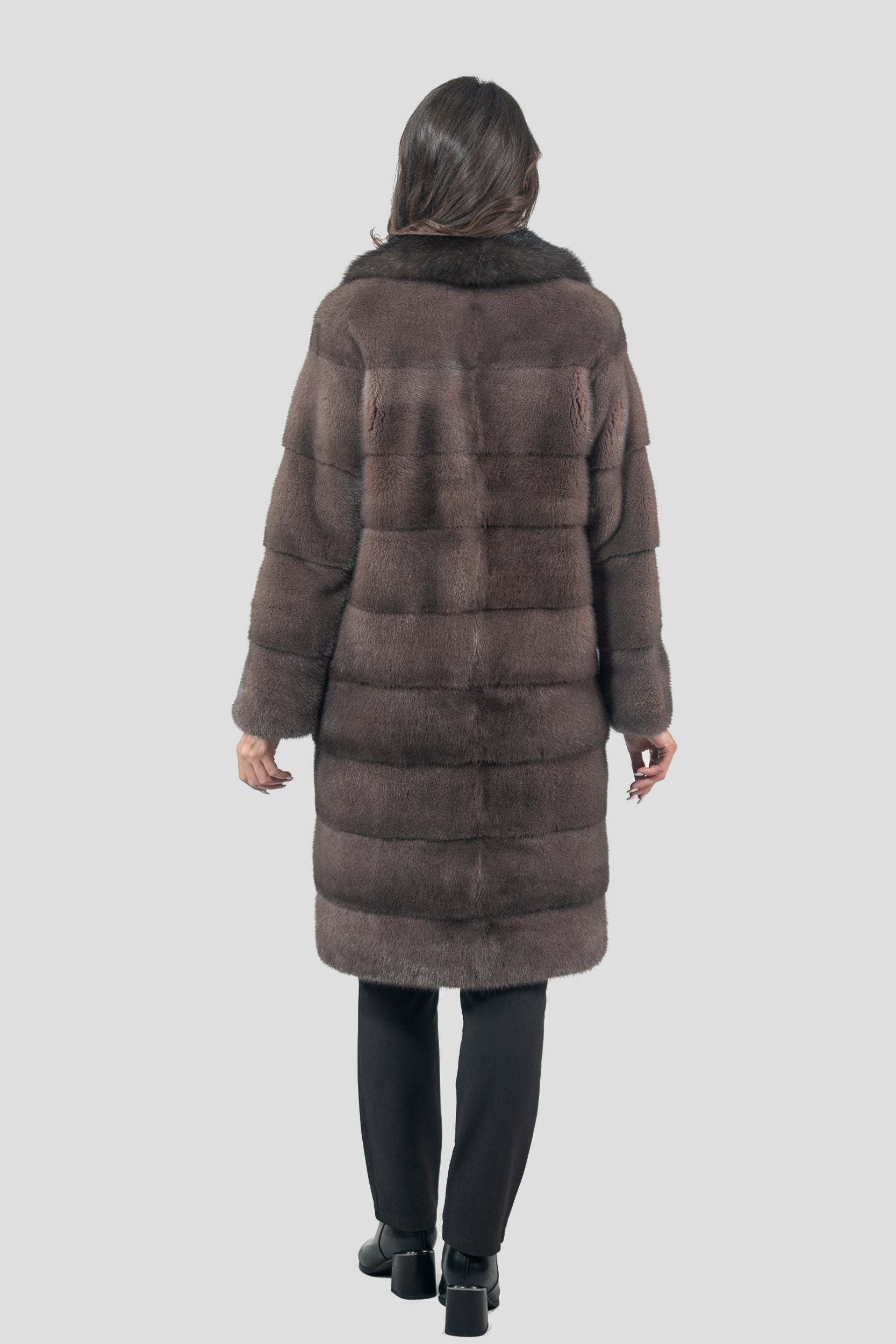 Wood Mink Half Coat with Russian Sable Notch Collar P/K13c530s20