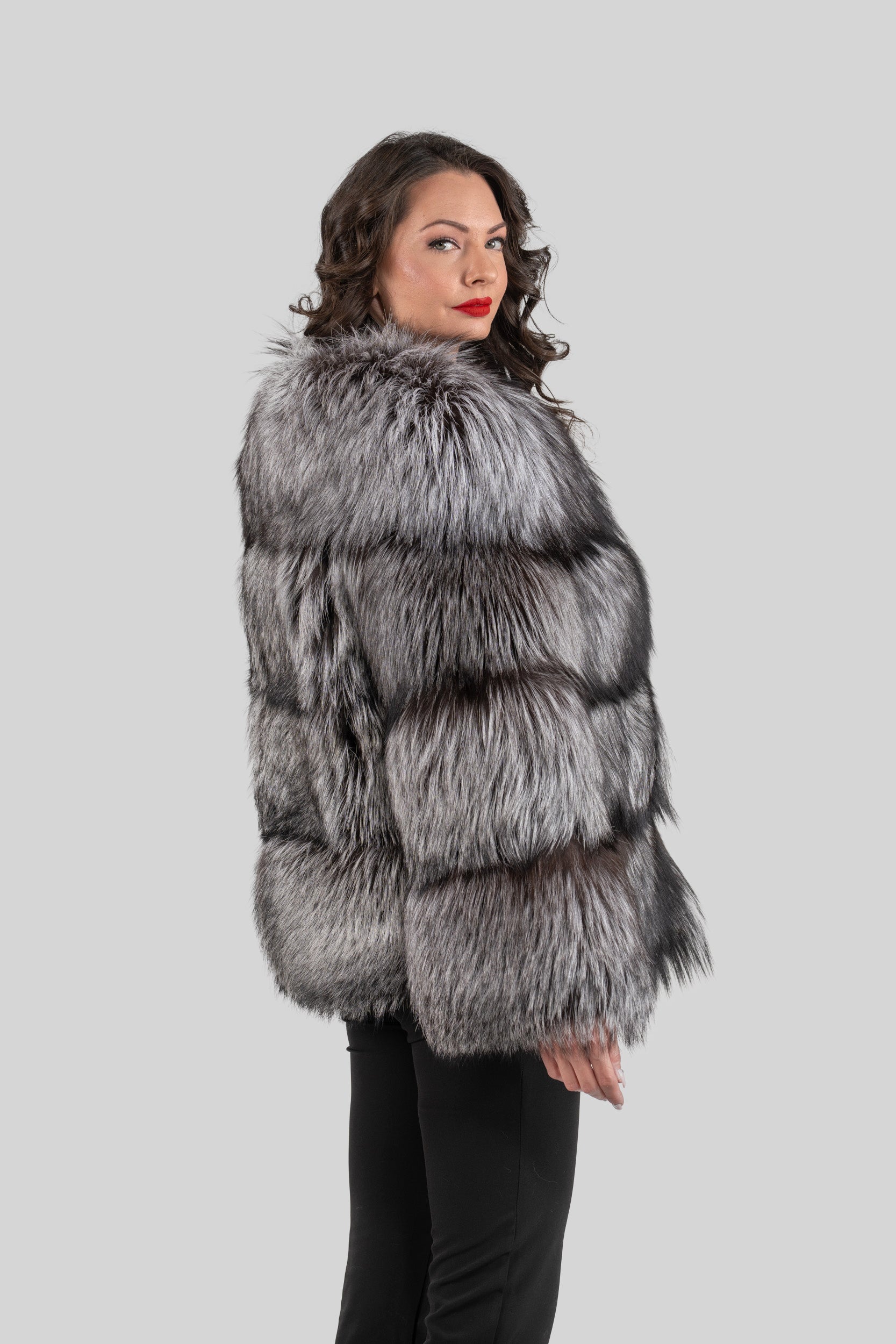 Silver Fox Collarless Jacket R/K13C520