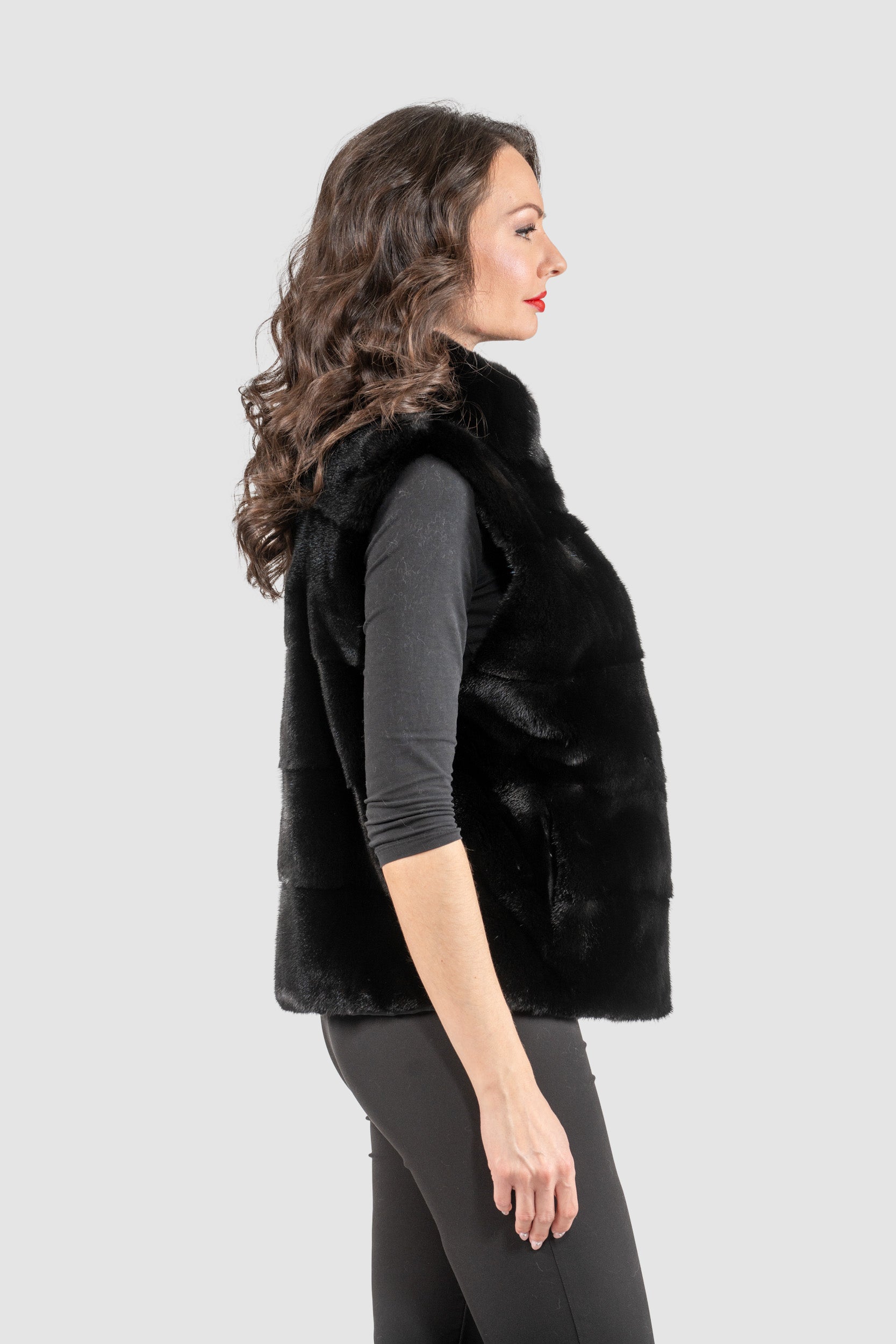Blackglama Mink Short Vest with Stand Collar P/K13c519g530