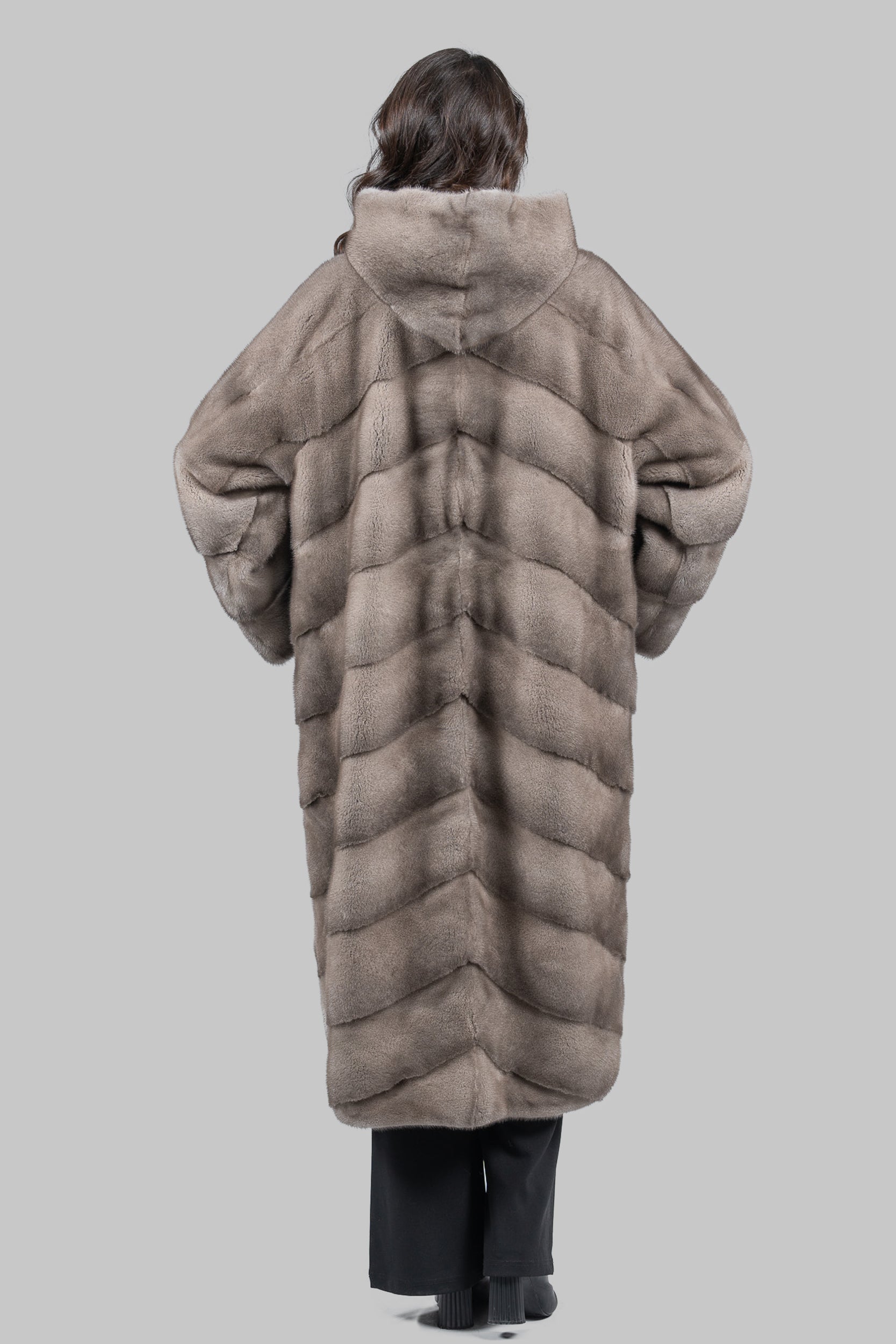 Silver Blue Mink Coat with Hood A/K13C850H017
