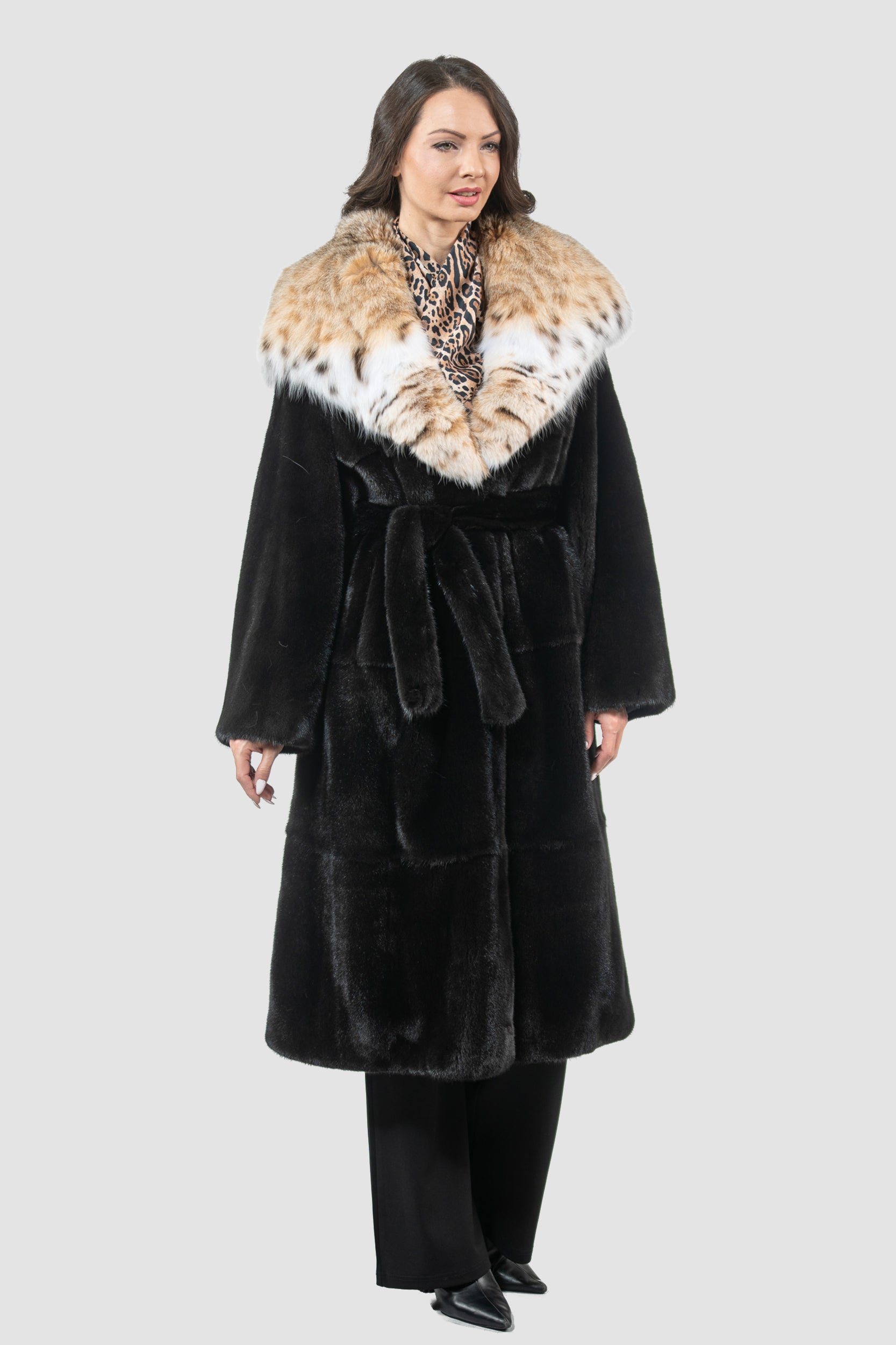 Blackglama Mink Coat with Bobcat Hood S/S13C978