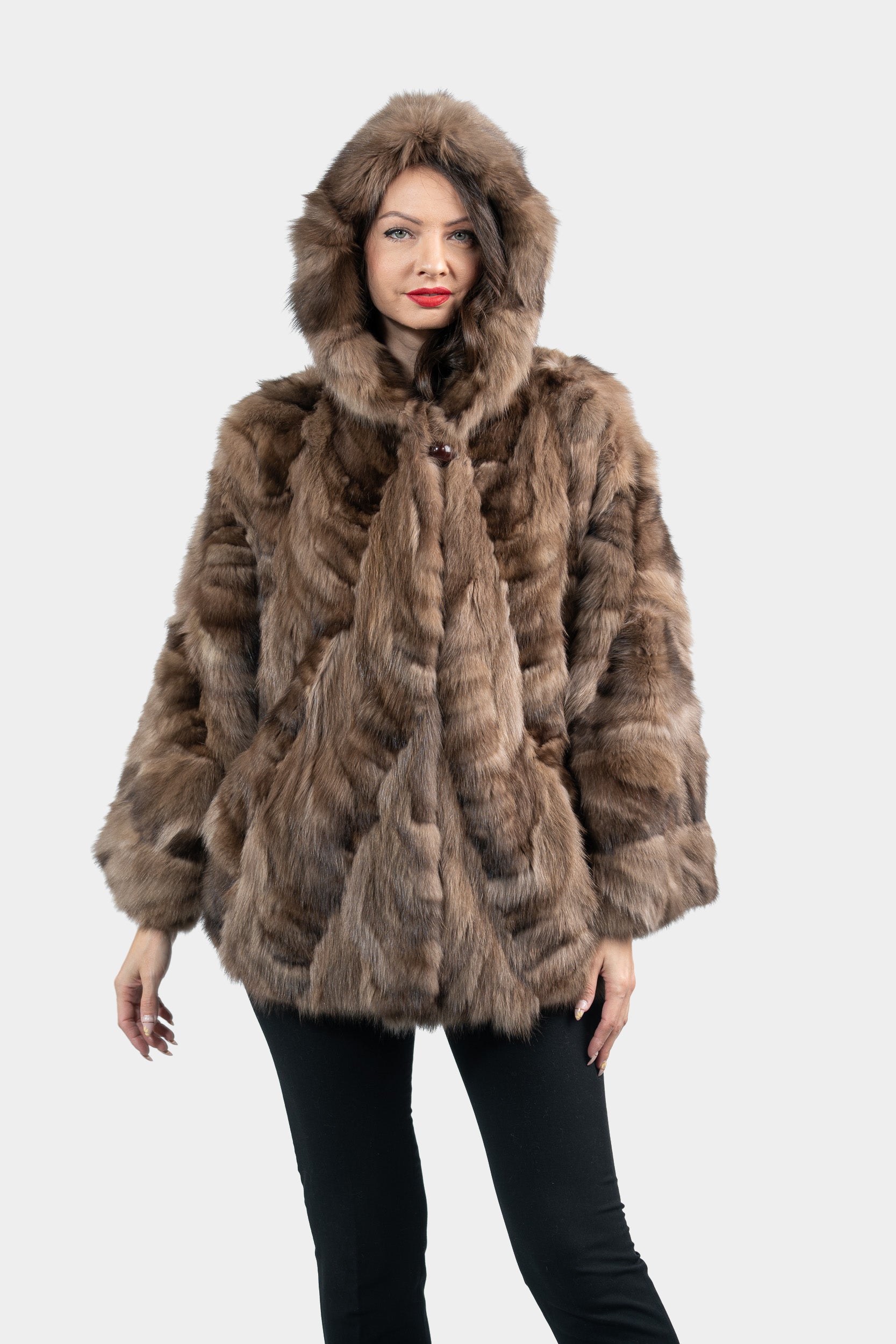 Russian Sable Pieced Hooded Jacket A/KR5-RS