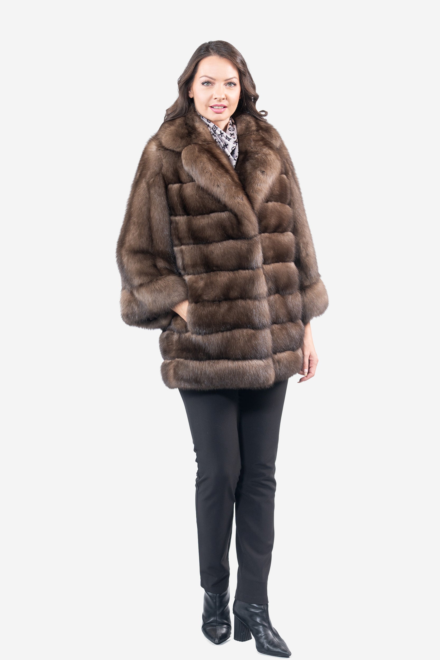 Platino Russian Sable Half Coat with Notch Color and Let Out Sleeves P/K13c530s20V30
