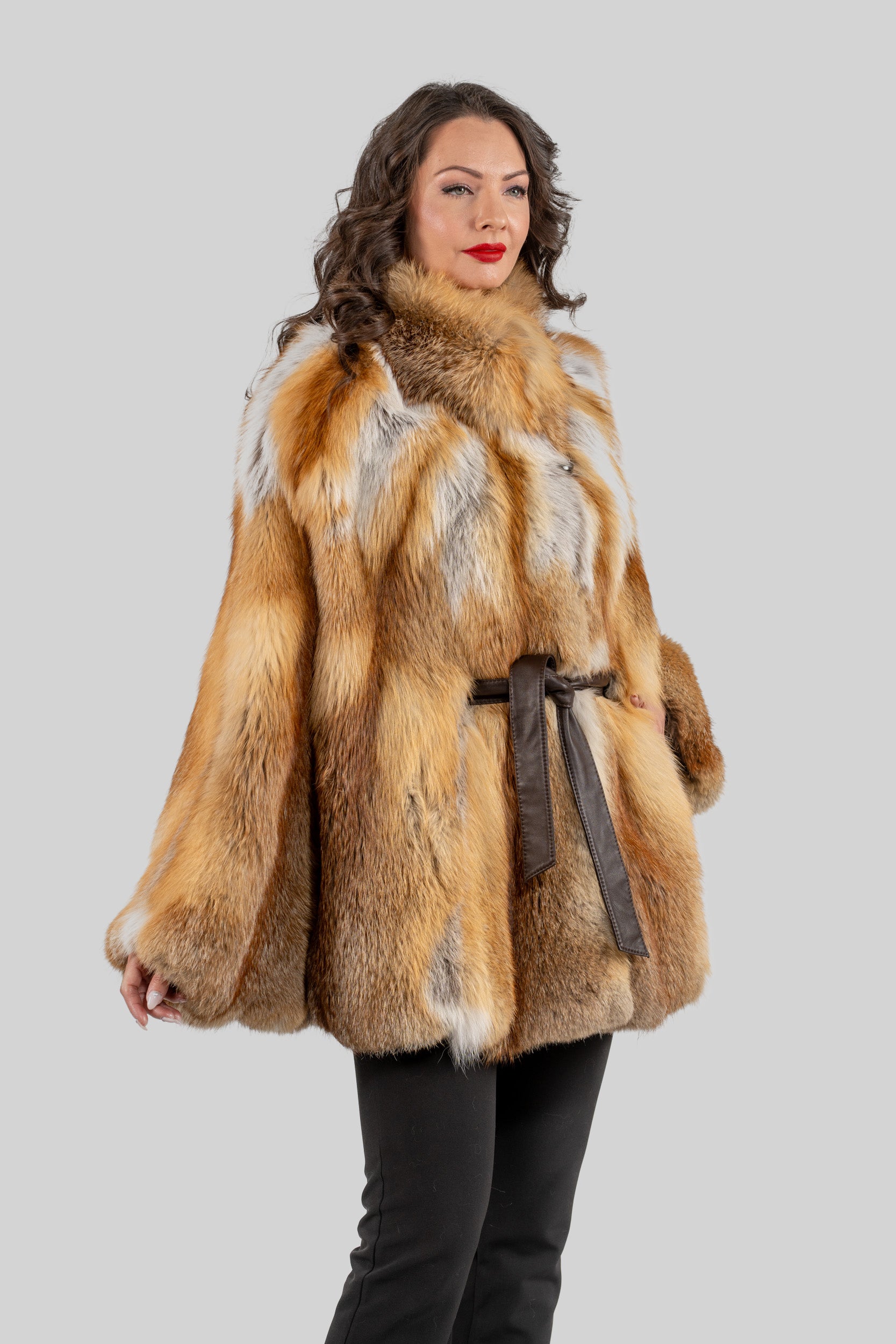 Natural Fox Half Coat with Stand Collar 13C719