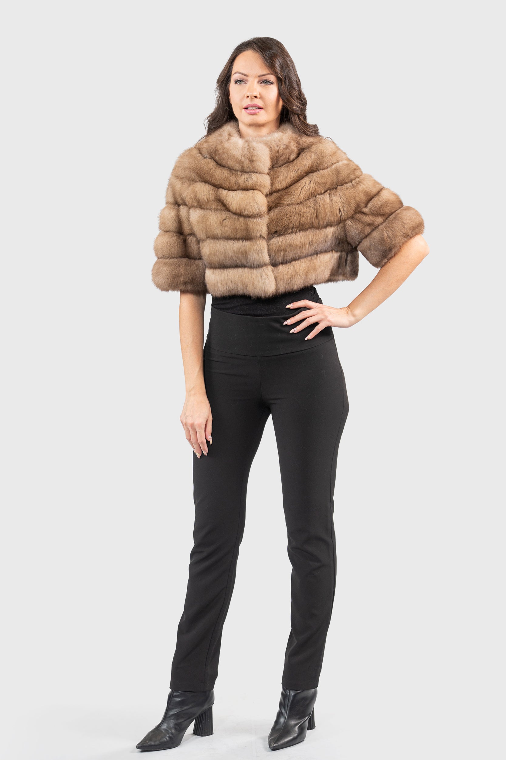 Graphite Russian Sable Short Jacket P/K16CM643