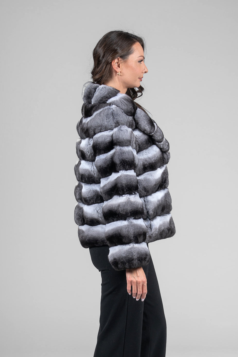 Natural Chinchilla Jacket with Notch Collar P/K13C528S20