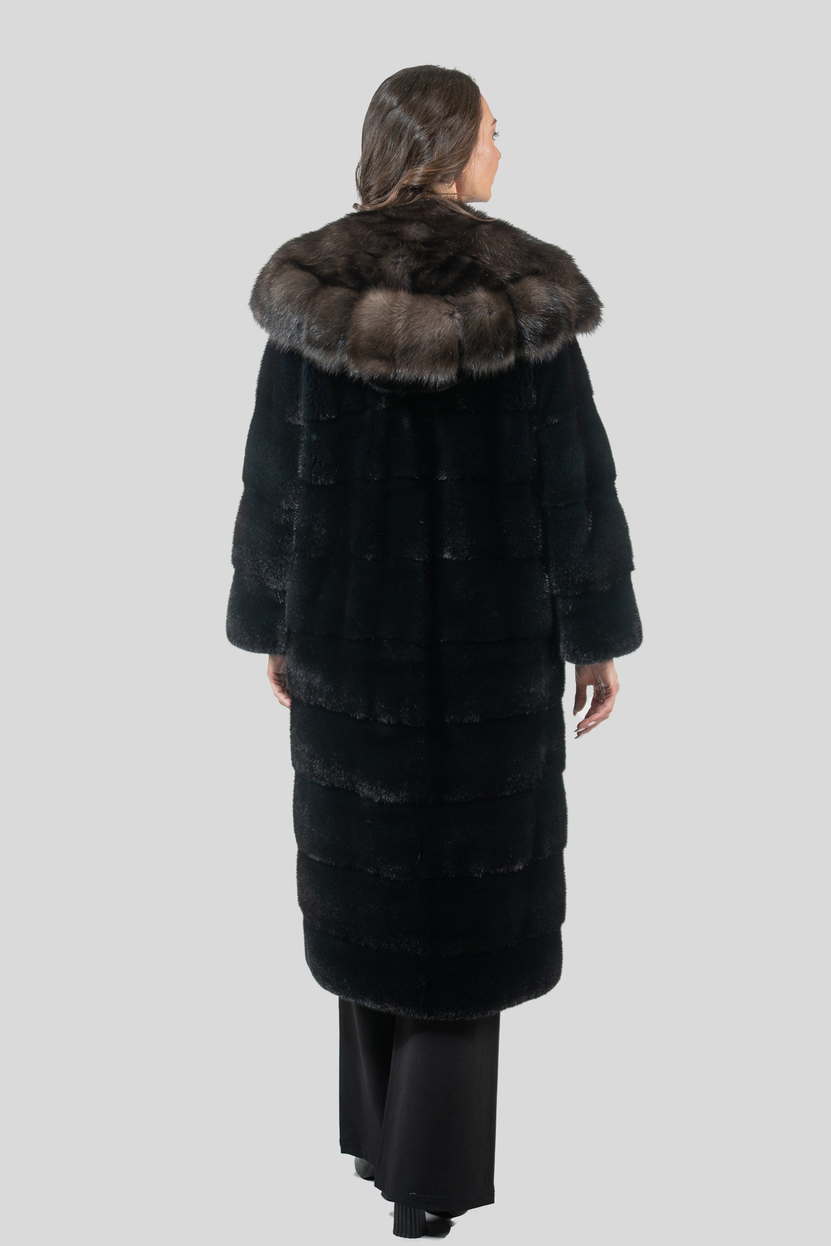 Blackgalama Mink Coat With Russian Sable Hood P/K13C540