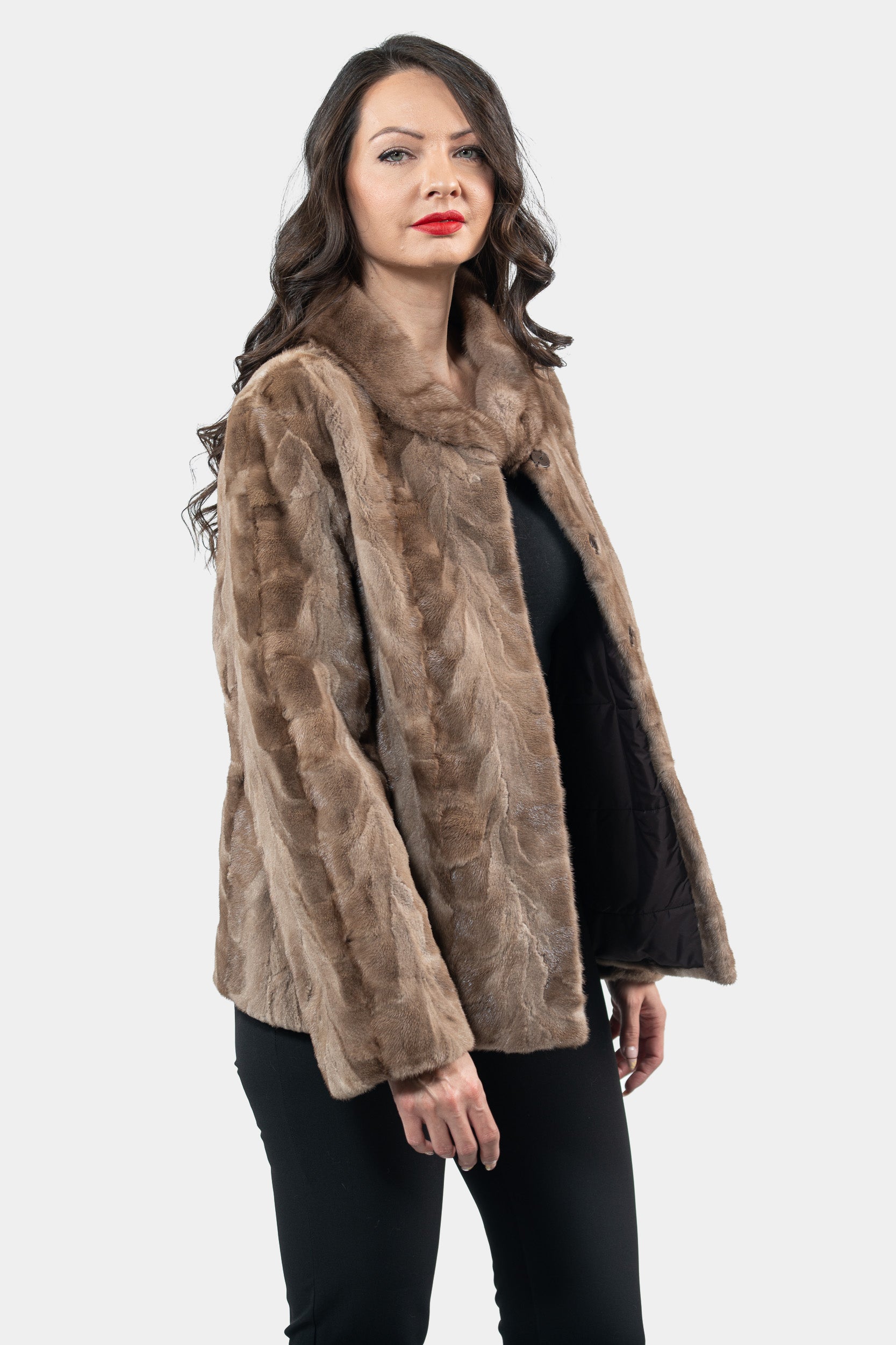 Reversible Pastel Mink Pieced Jacket 13C528