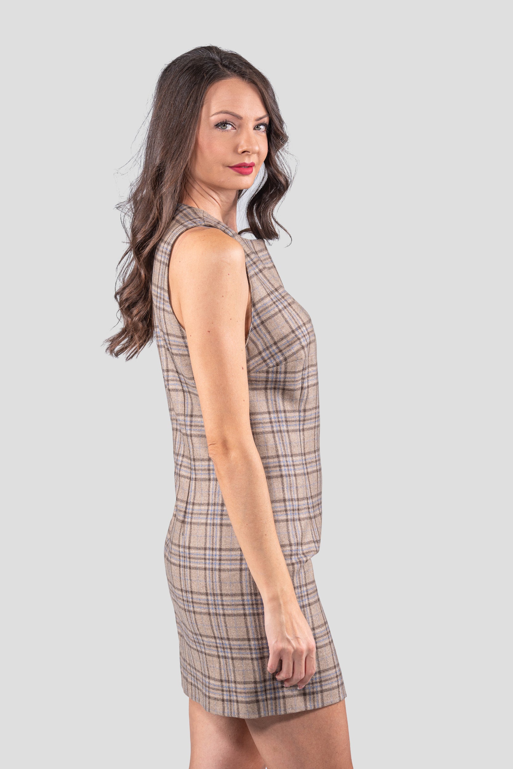 Beige Sleevless Dress Fabric 112