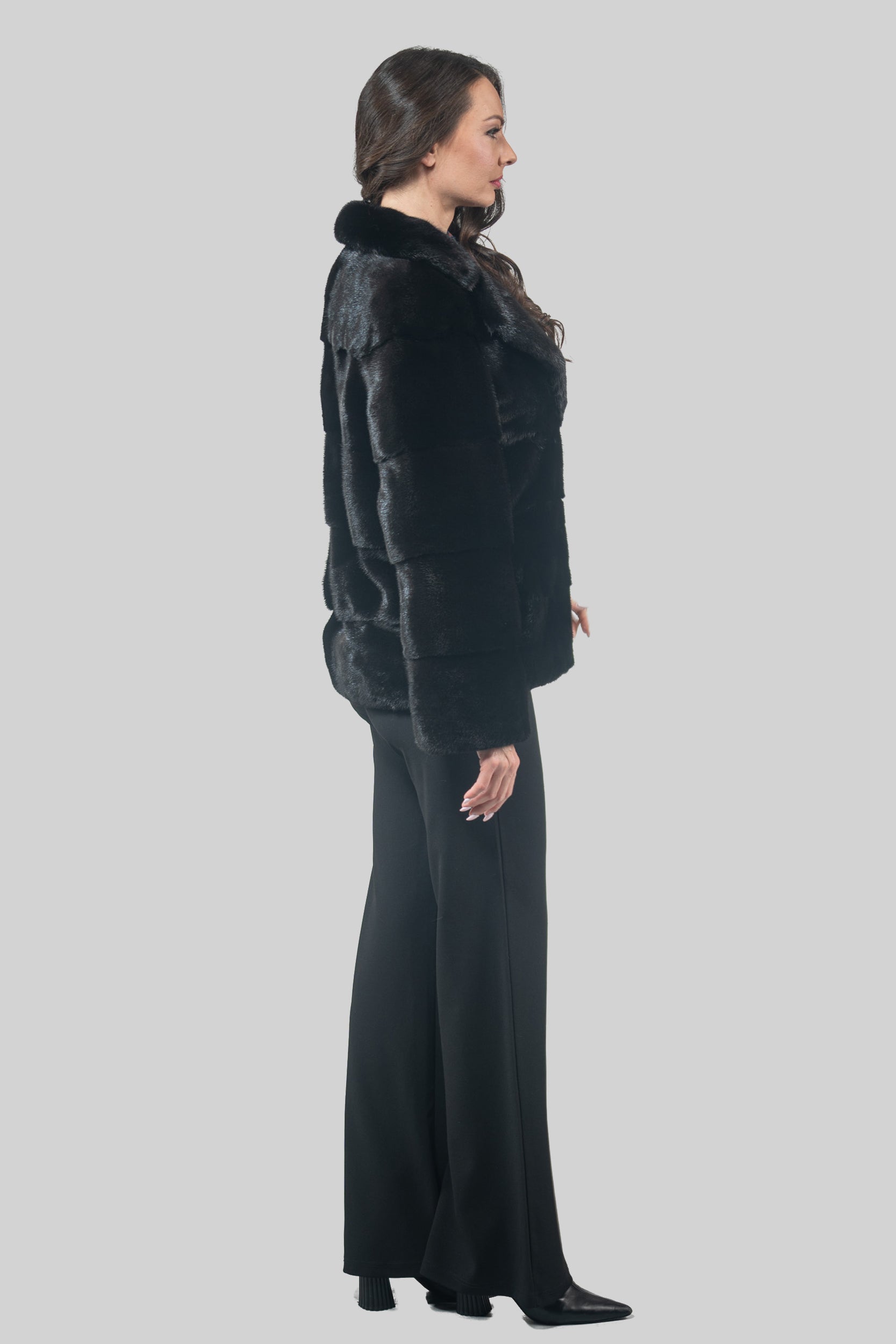 Blackglama Mink Jacket With Notch Collar P/K13C528S20