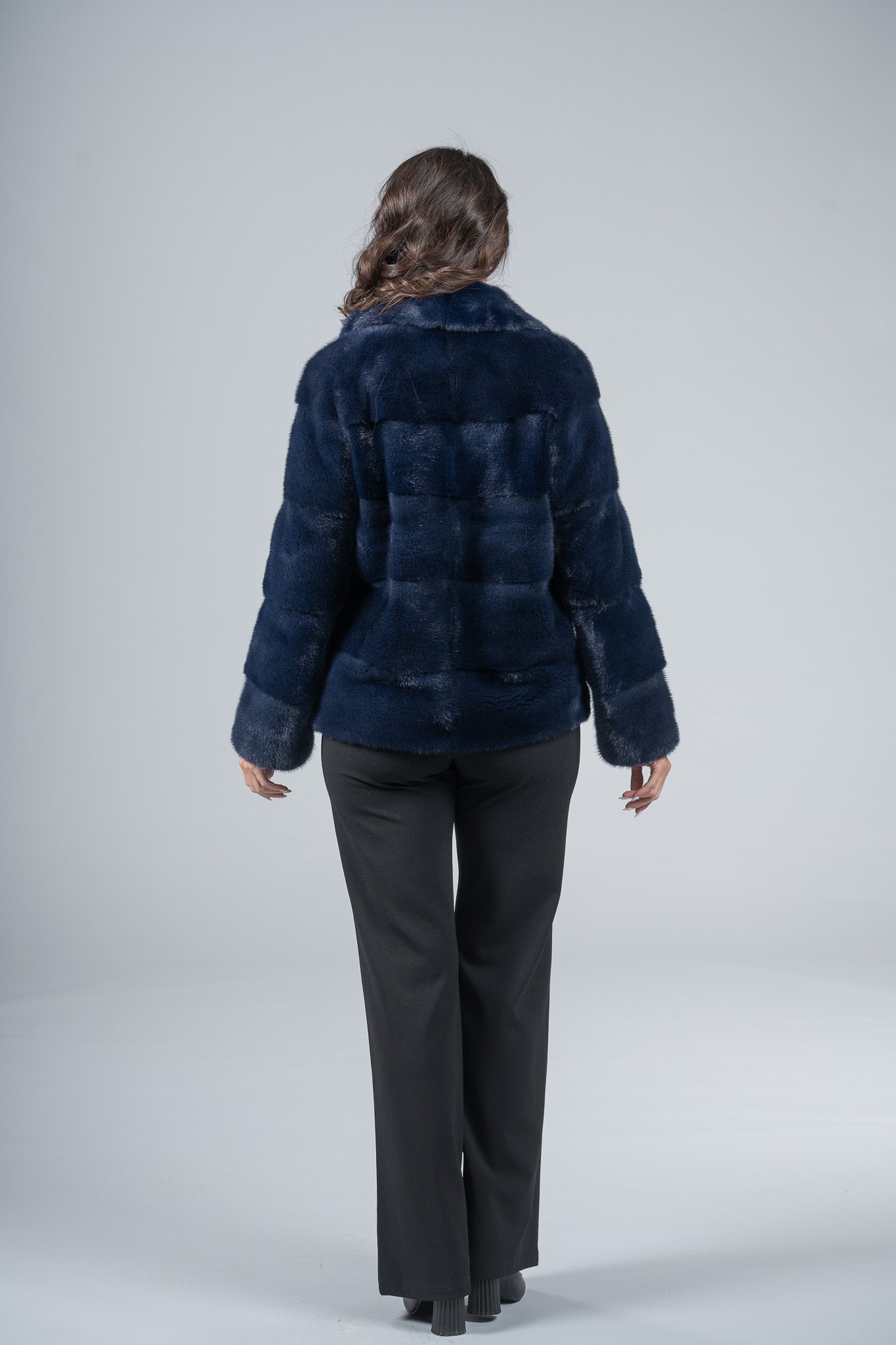 Purple Mink Jacket with Notch Collar P/K13C528G034