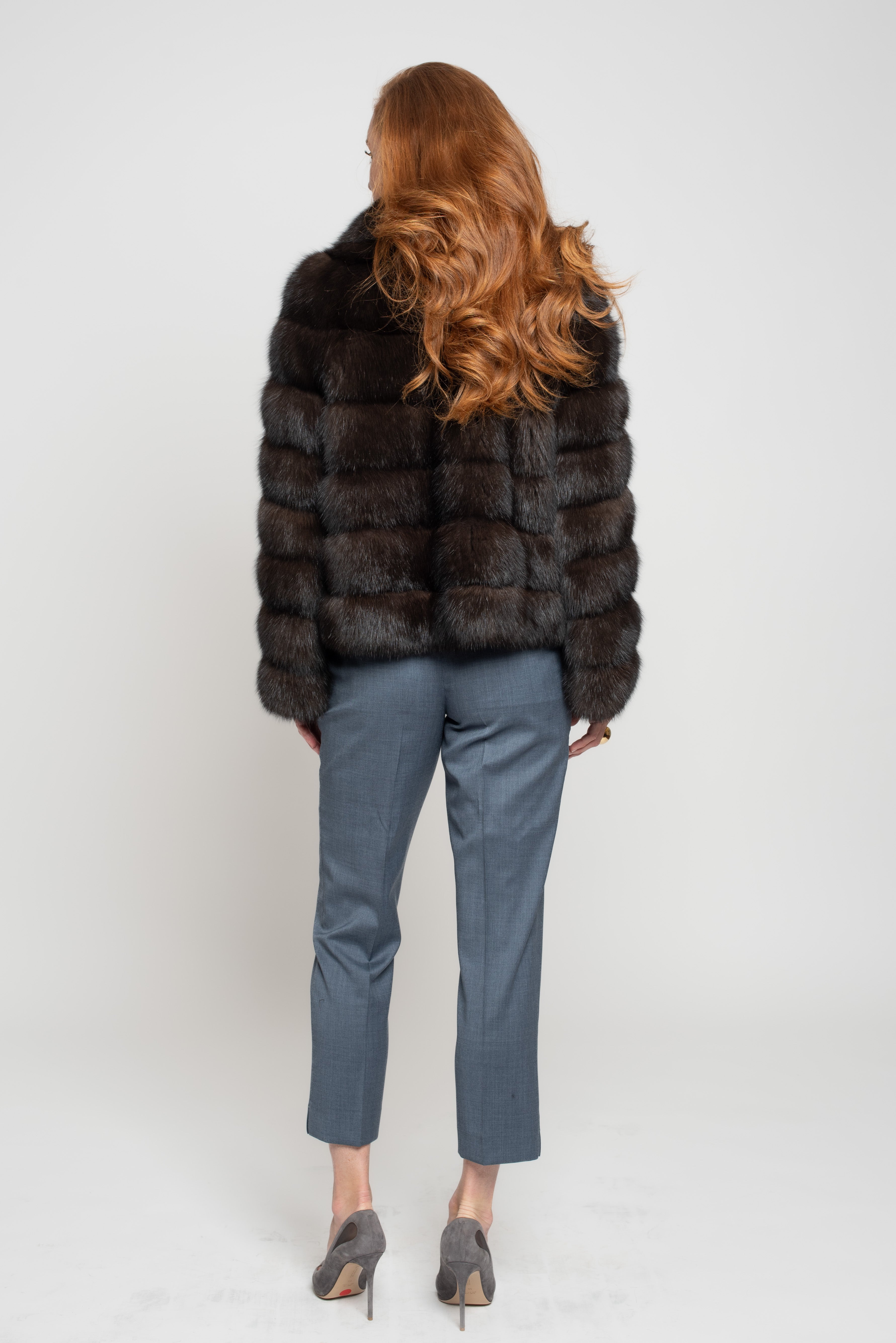 Dark Russian Sable Jacket with Notch Collar P/K13C528S20