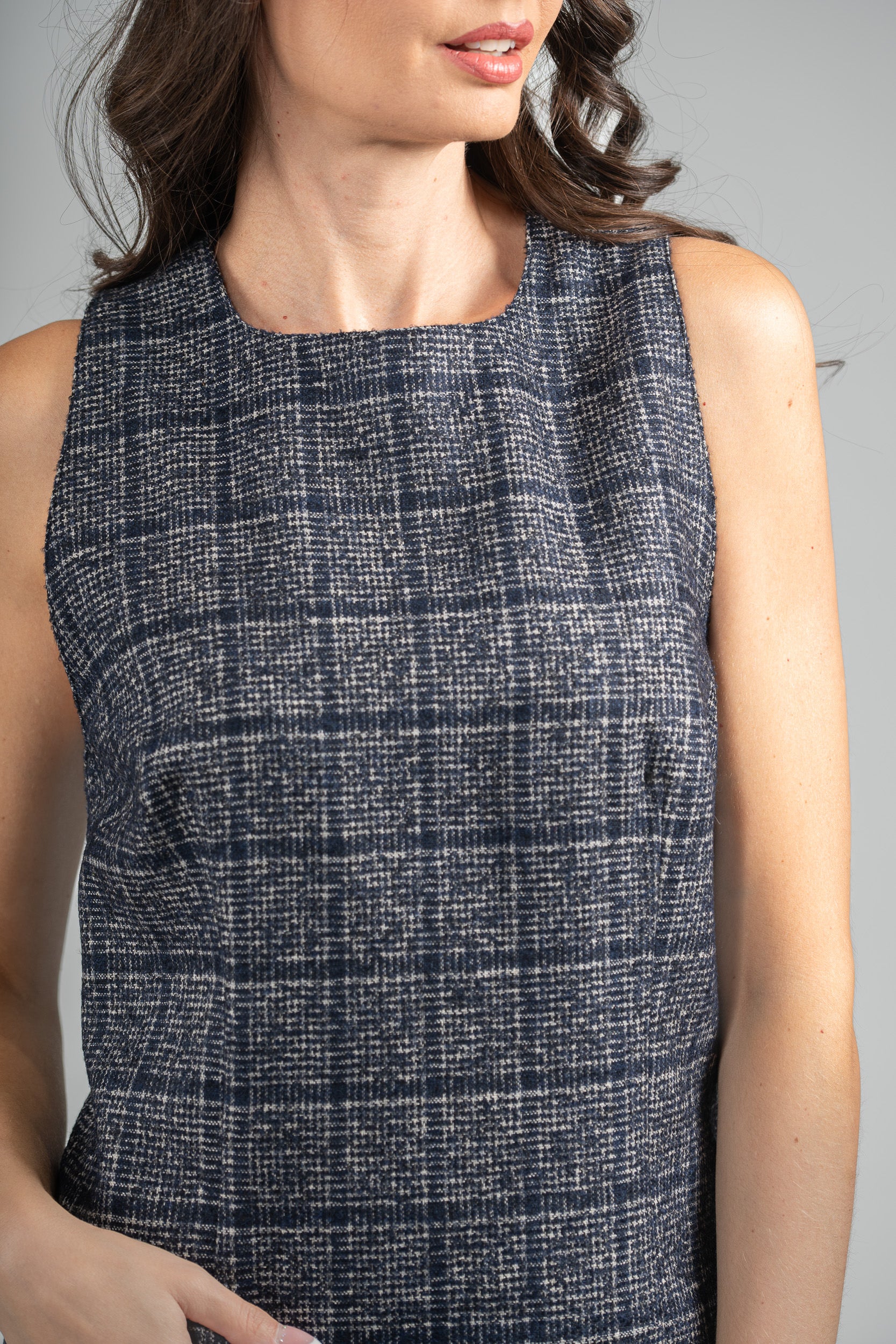 Sleeveless Gray Cashmere Dress 112