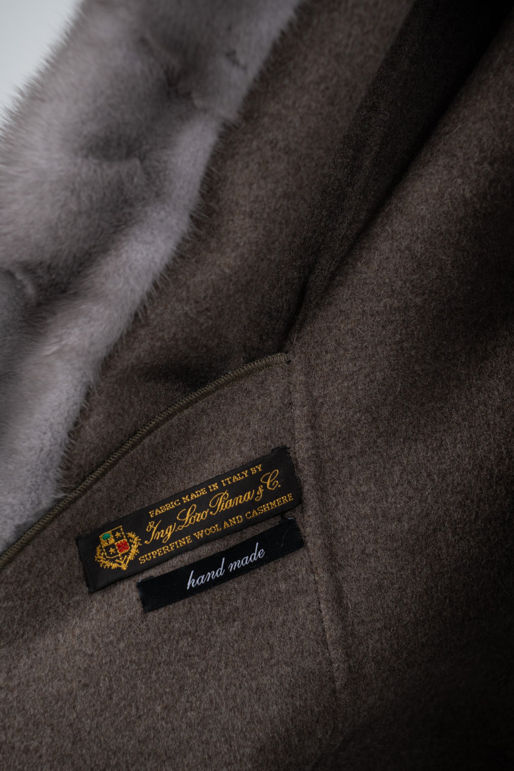 Gray Cashmere Coat with Mink Trim 21C3321