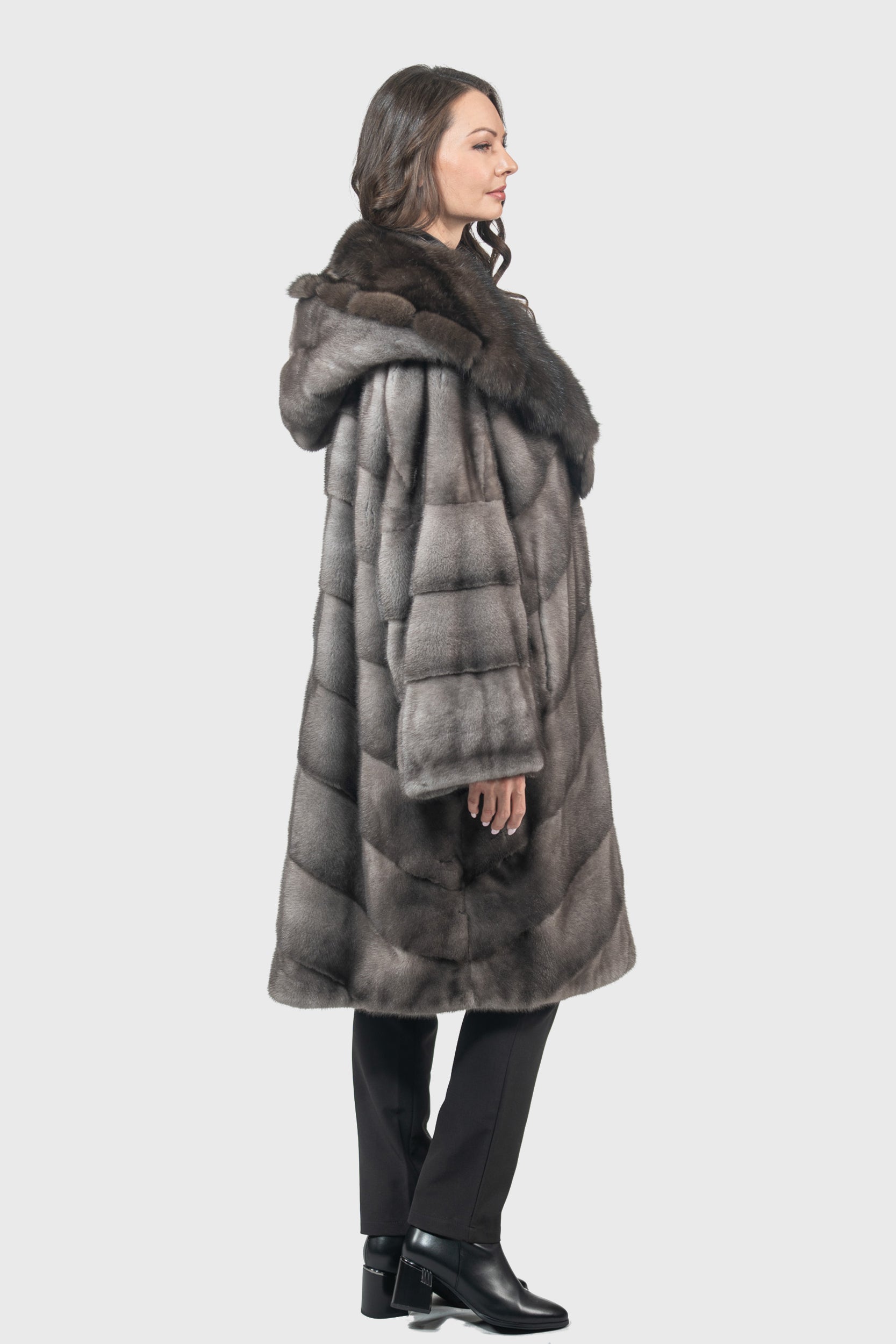 Blue Iris Mink Half Coat with Russian Sable Hood A/K850