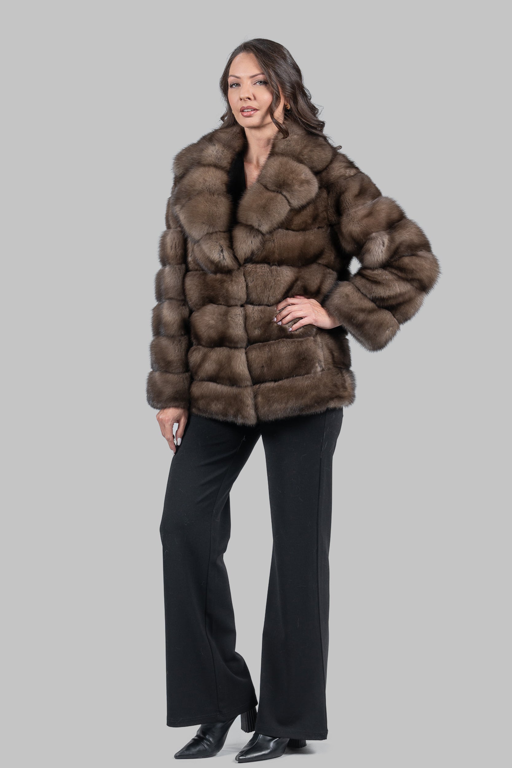 Sable Fur Jacket with Notch Collar P/K13c530s20